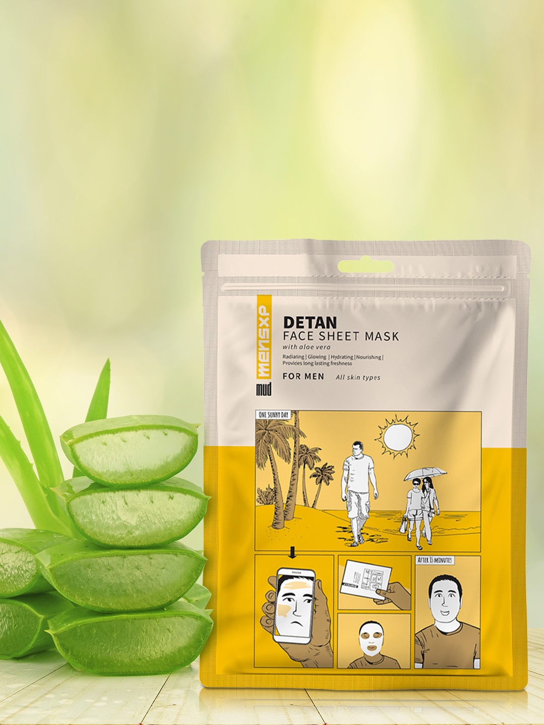 

MensXP Men Mud De-Tan Face Sheet Mask With Aloe Vera, Mustard
