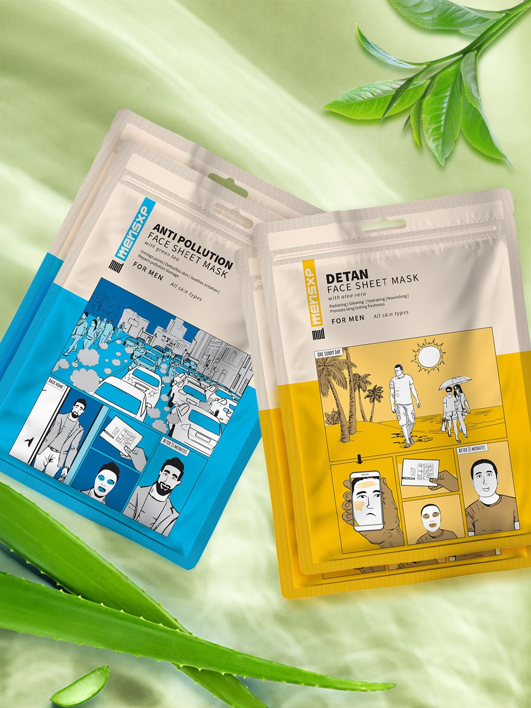 

MensXP Men Pack of 4 Mud Sheet Mask, Turquoise blue