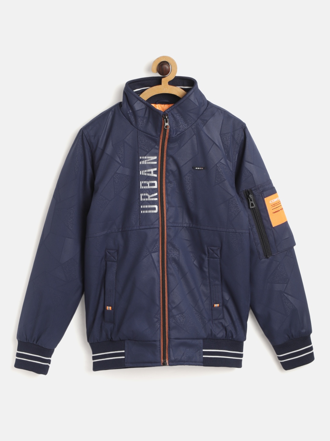 

Monte Carlo Boys Navy Blue Geometric Print Bomber Jacket