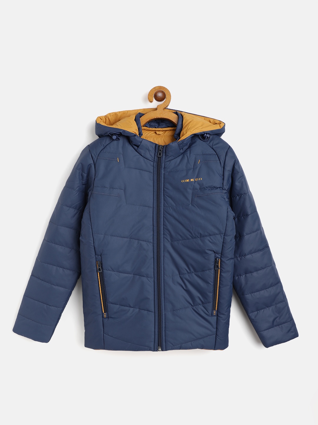 

Monte Carlo Boys Navy Blue Solid Hooded Padded Jacket