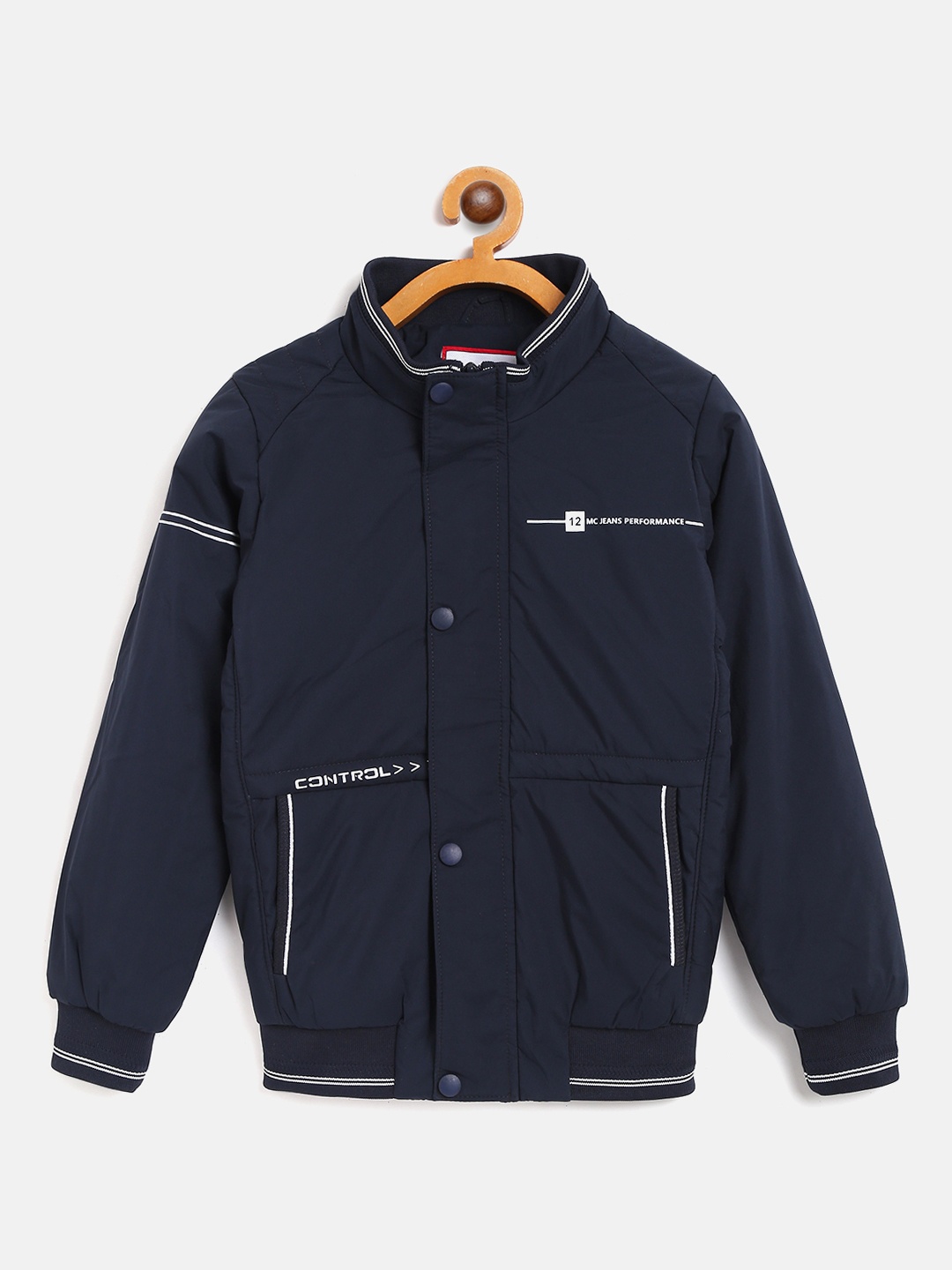 

Monte Carlo Boys Navy Blue Solid Bomber Jacket
