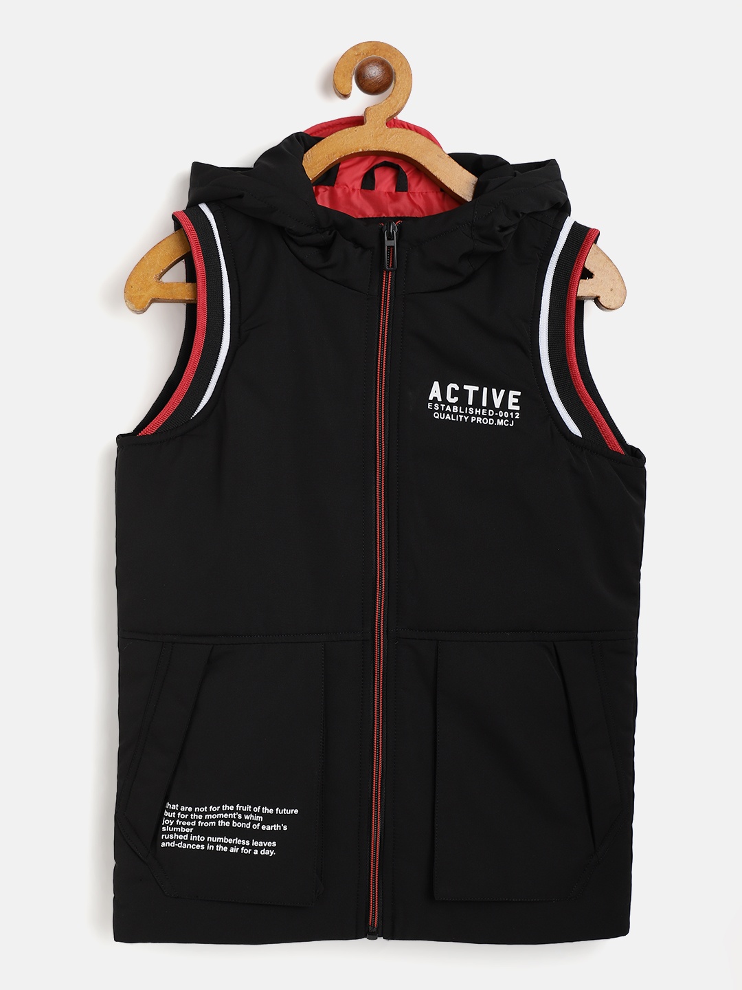 

Monte Carlo Boys Black Solid Hooded Tailored Jacket
