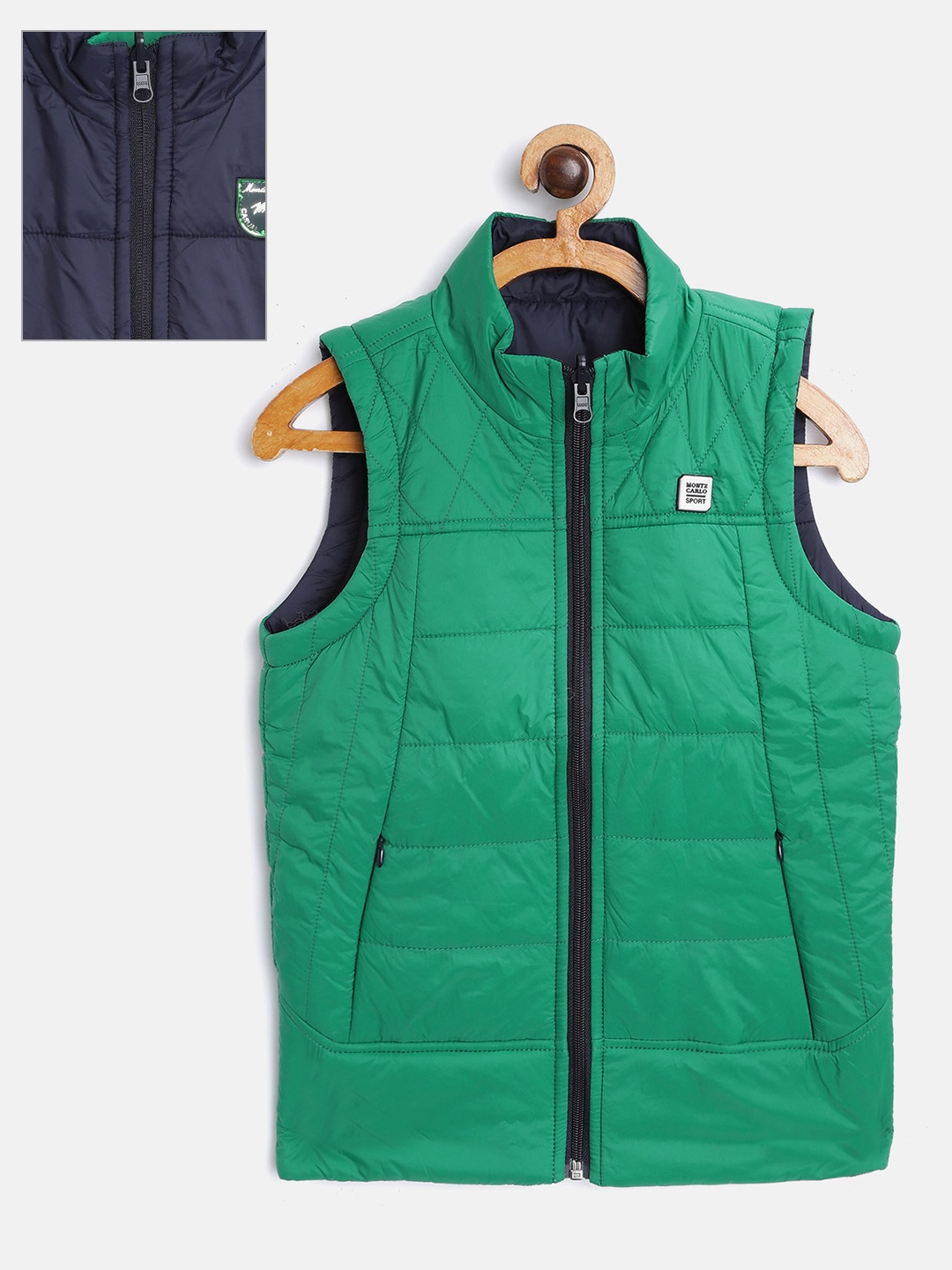 

Monte Carlo Boys Green & Navy Solid Reversible Padded Jacket