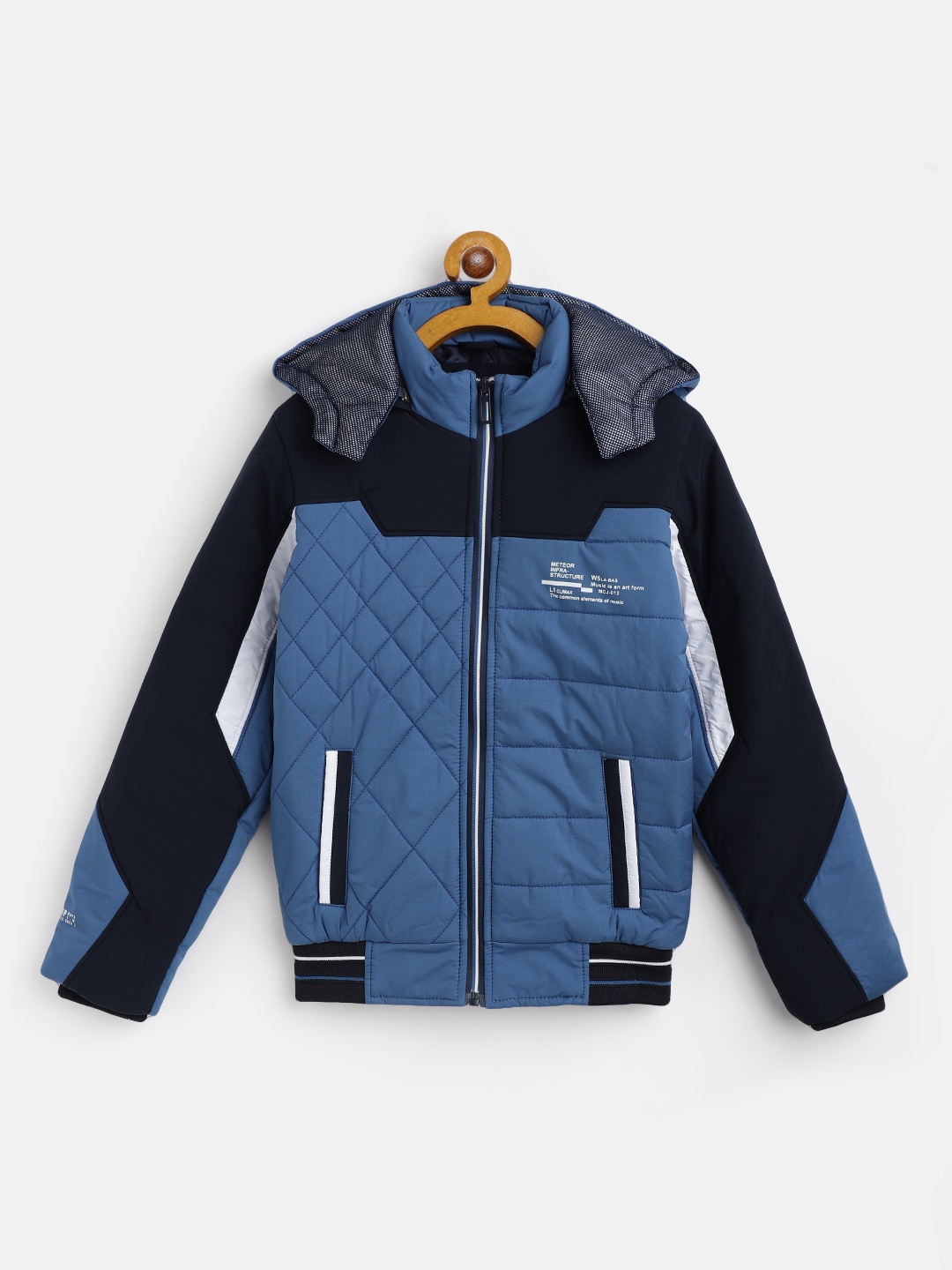 

Monte Carlo Boys Blue Colourblocked Bomber Jacket with Detachable Hood