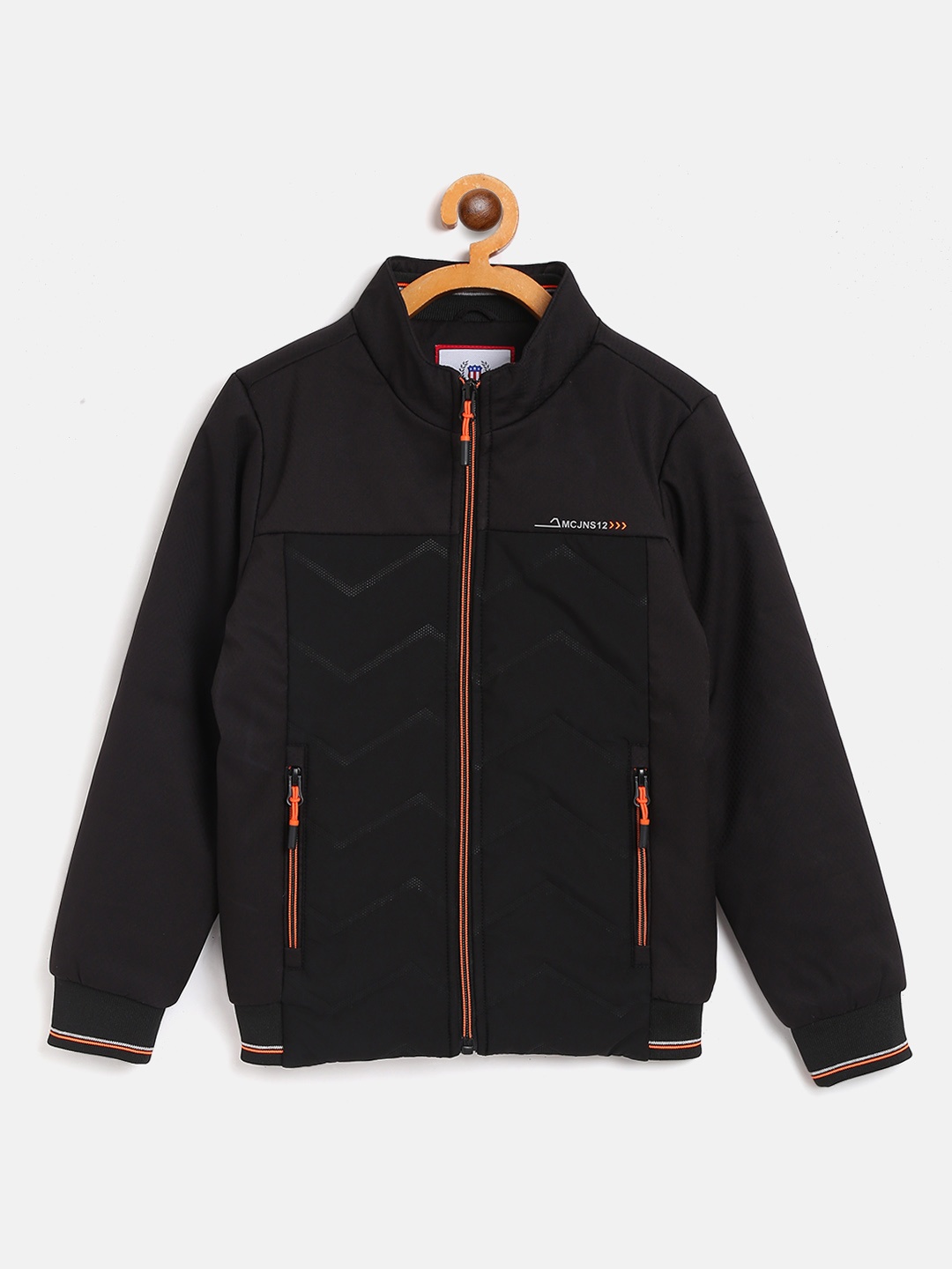 

Monte Carlo Boys Black Solid Bomber Jacket with Quilted Detail
