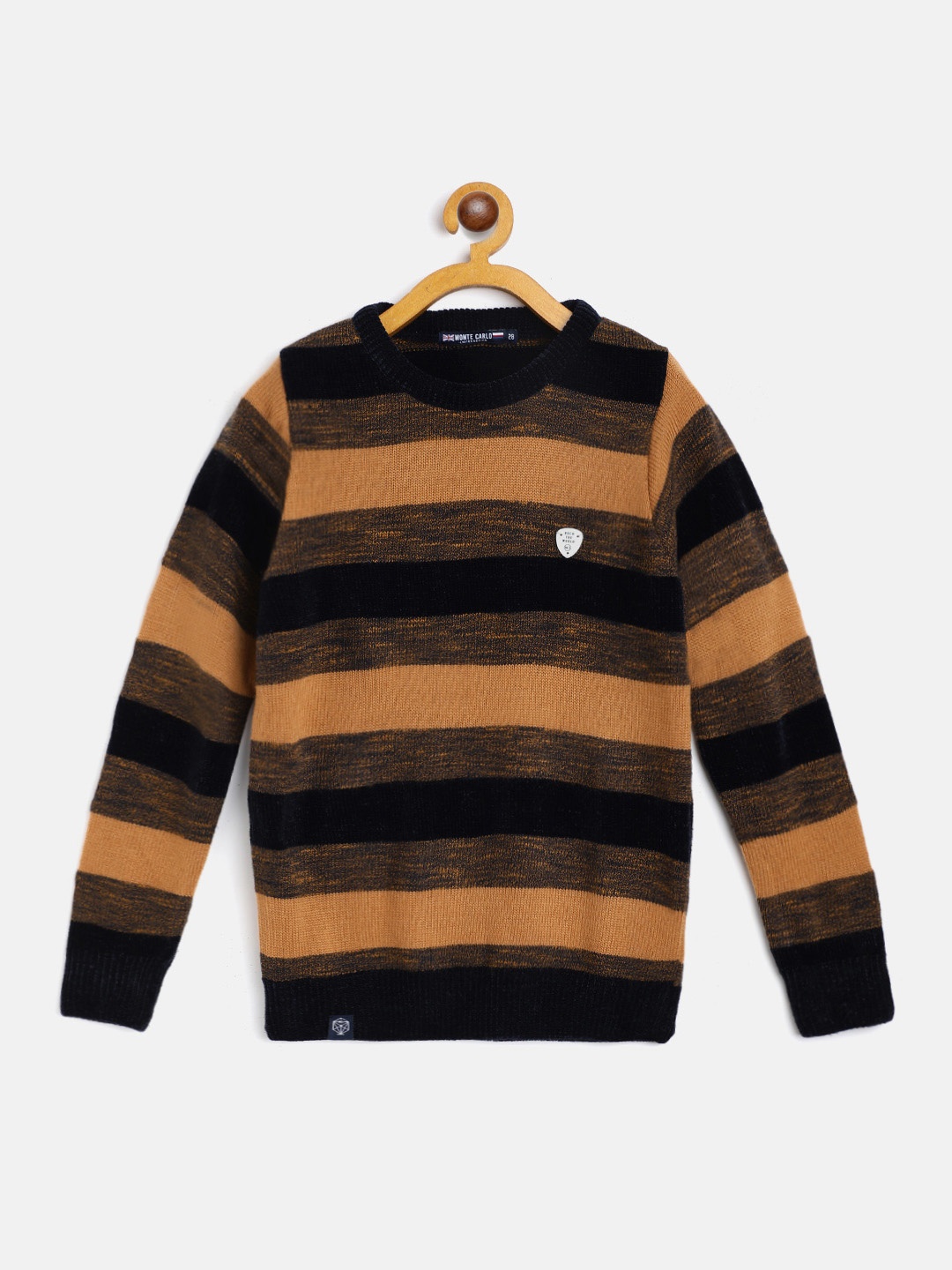 

Monte Carlo Boys Navy Blue & Mustard Brown Striped Pullover