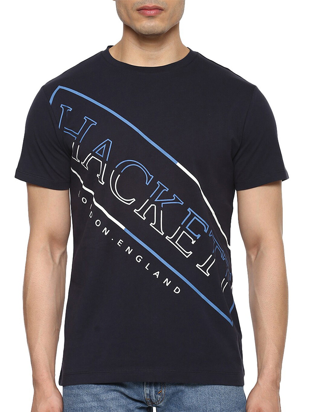 

HACKETT LONDON Men Navy Blue Typography Printed T-shirt