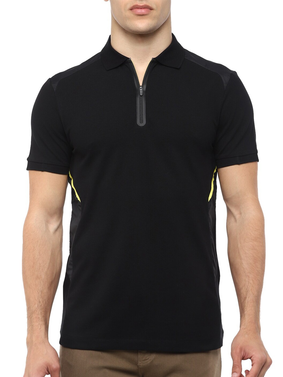 

HACKETT LONDON Men Black Polo Collar T-shirt