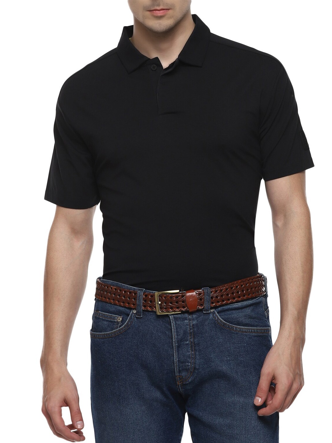

HACKETT LONDON Men Solid Black Polo Collar T-shirt