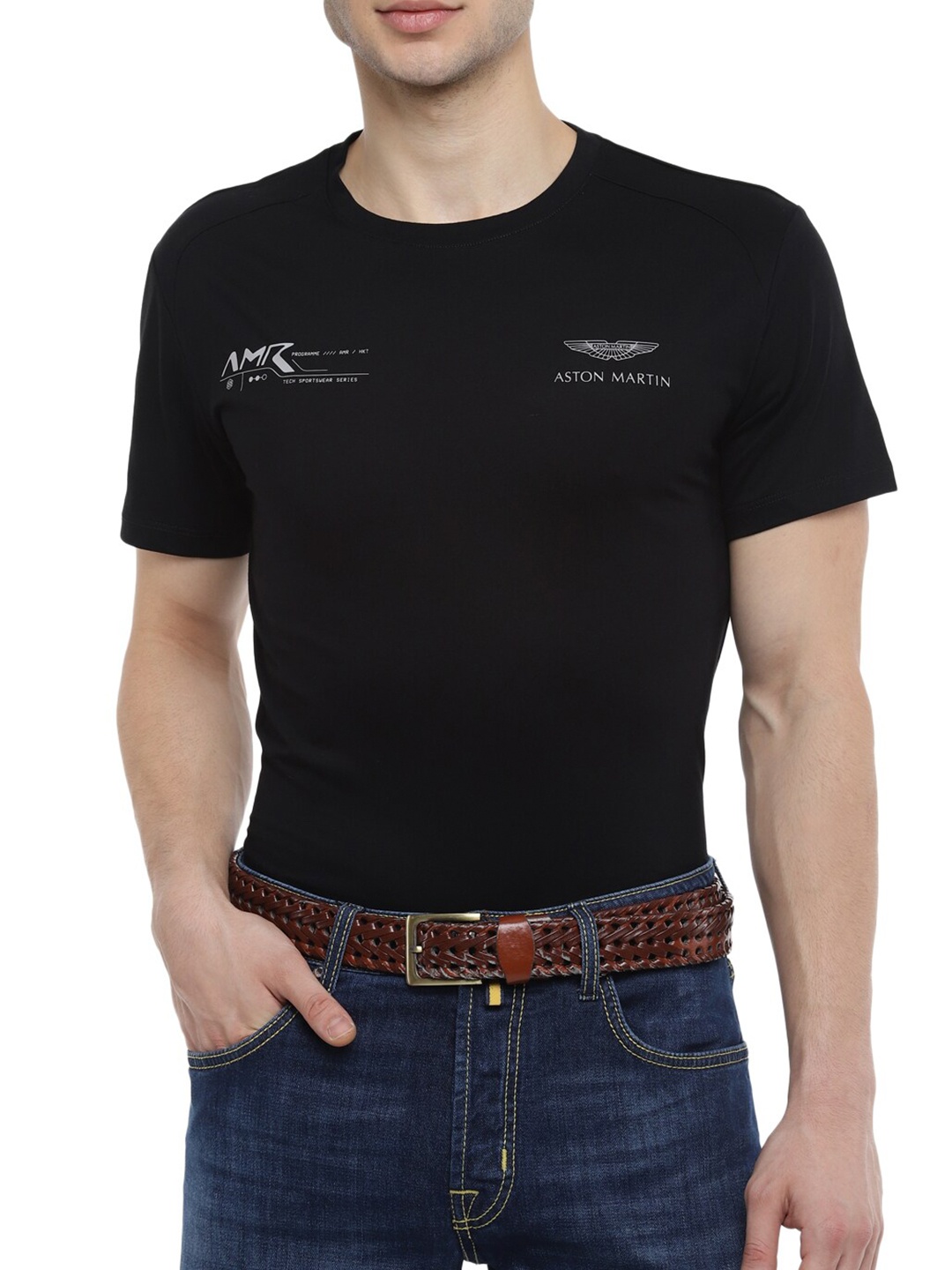 

HACKETT LONDON Men Black Crew Neck Cotton T-shirt