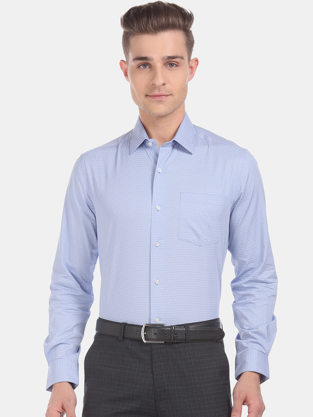 

Arrow Men Blue & White Micro Ditsy Printed Cotton Formal Shirt