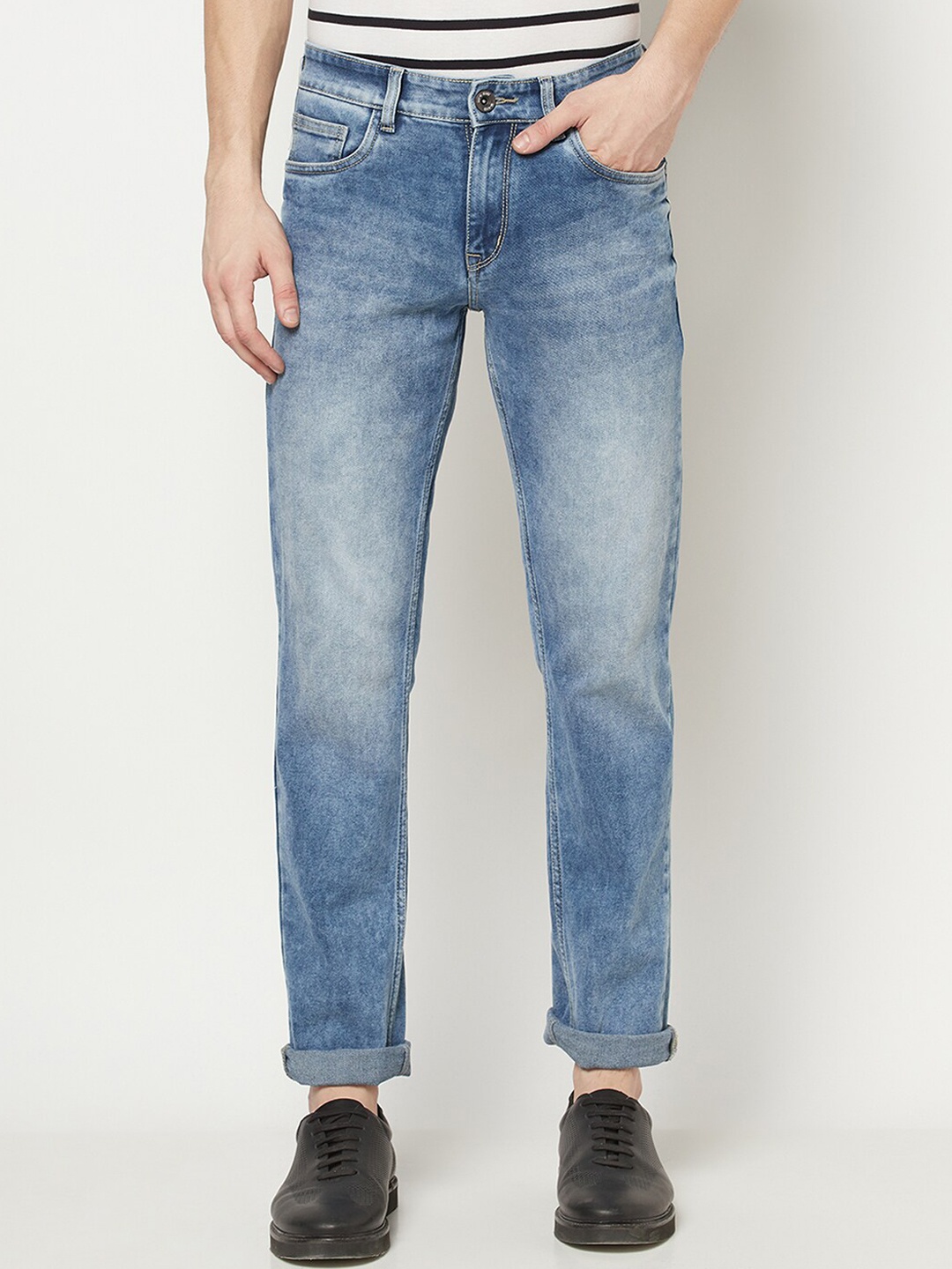 

Octave Men Blue Heavy Fade Regular FIt Jeans