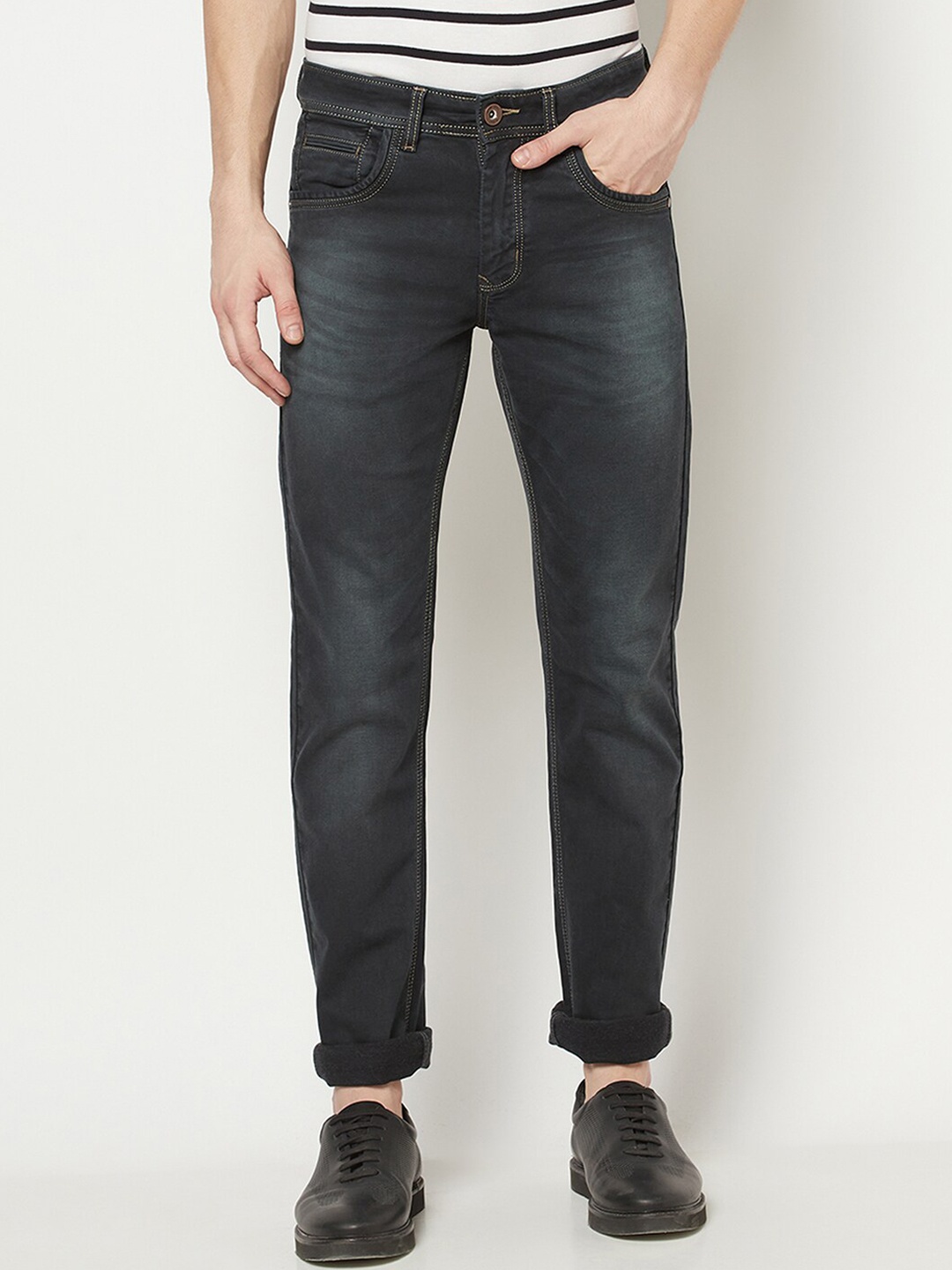 

Octave Men Black Mid-Rise Light Fade Jeans