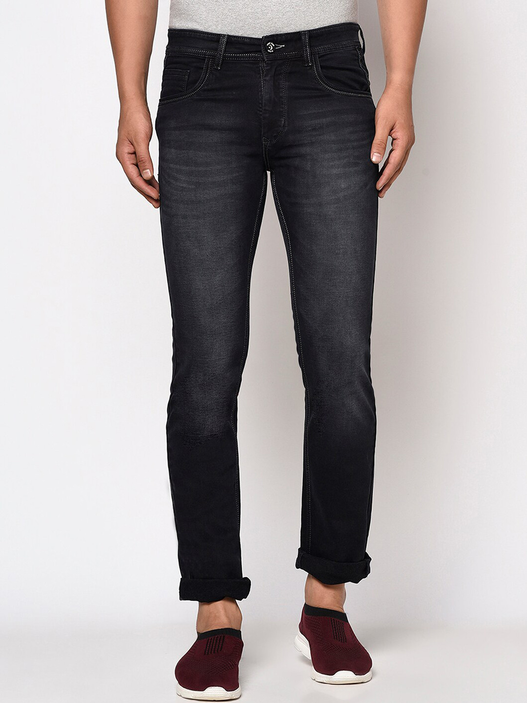 

Octave Men Black Mid-rise Light Faded Jeans