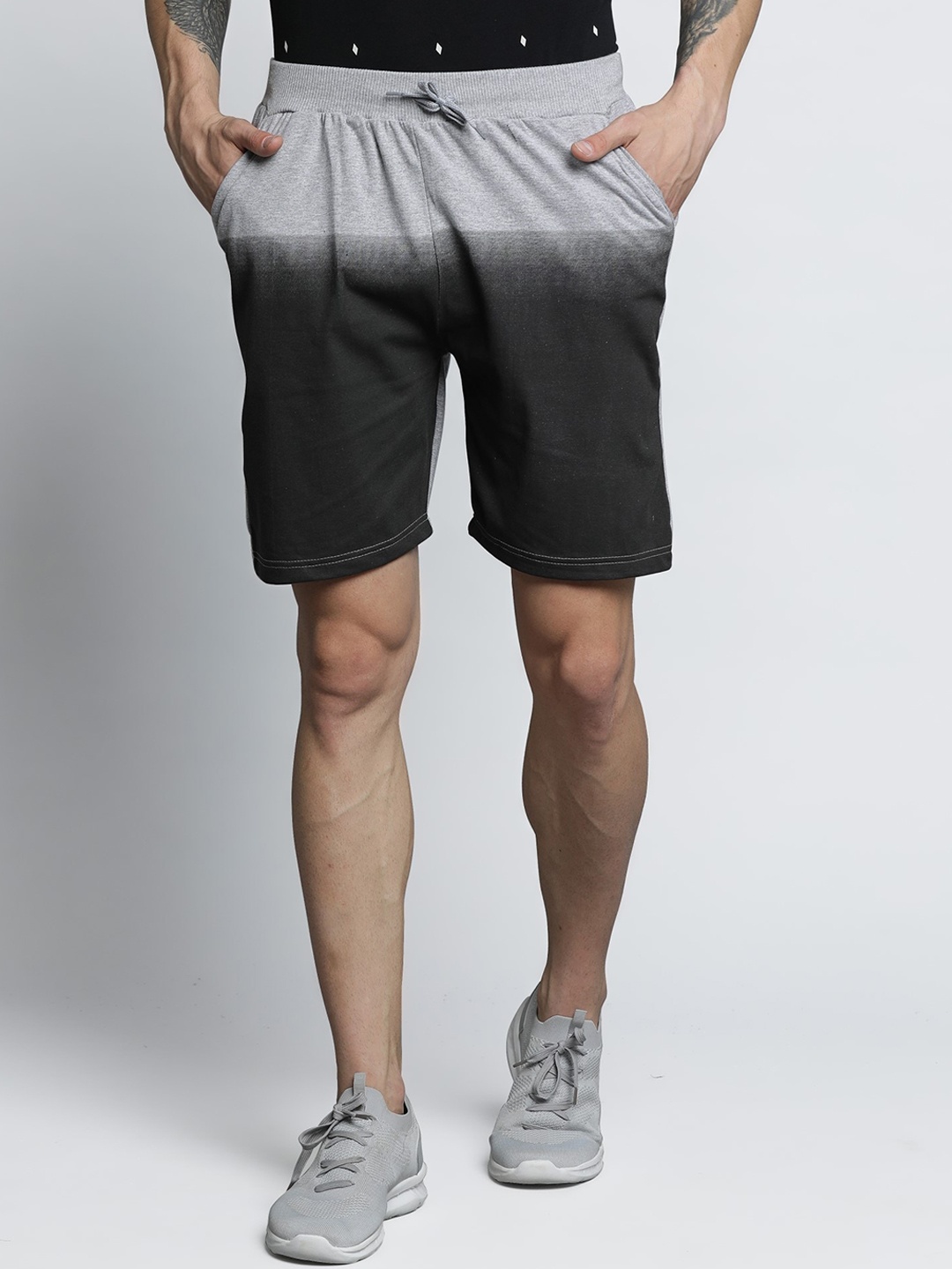 

Maniac Men Grey & Black Ombre Mid-Rise Regular Shorts