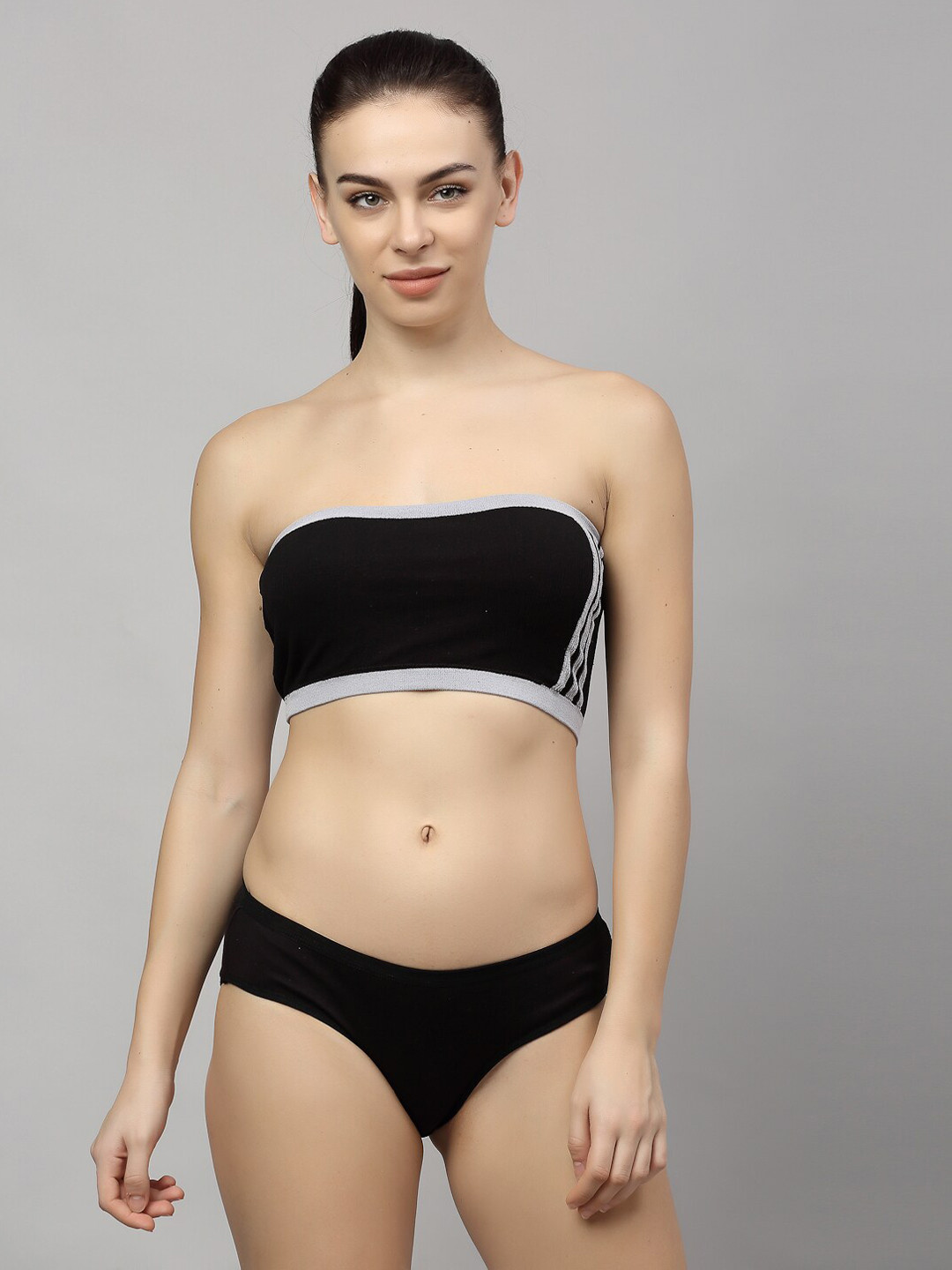 

PrettyCat Women Black & Grey Solid Lingerie Set PC-SET-6030