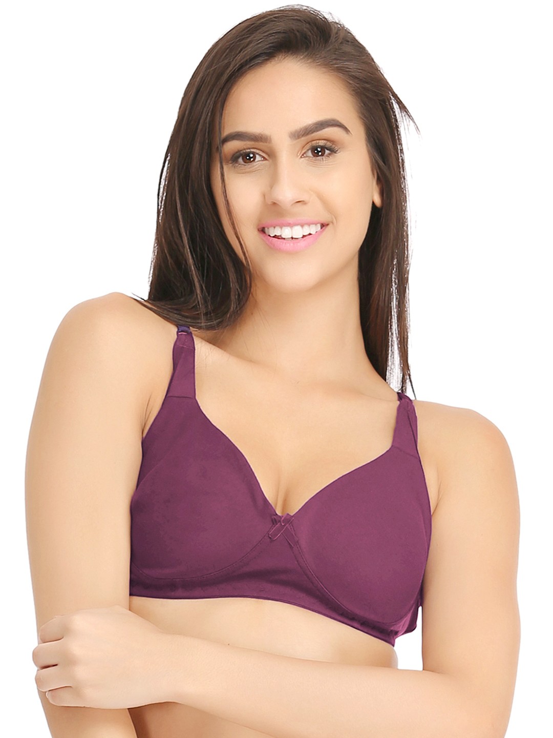 

Clovia Cotton Rich Non-Padded Non-Wired Bra With Double Layered Cups, Purple