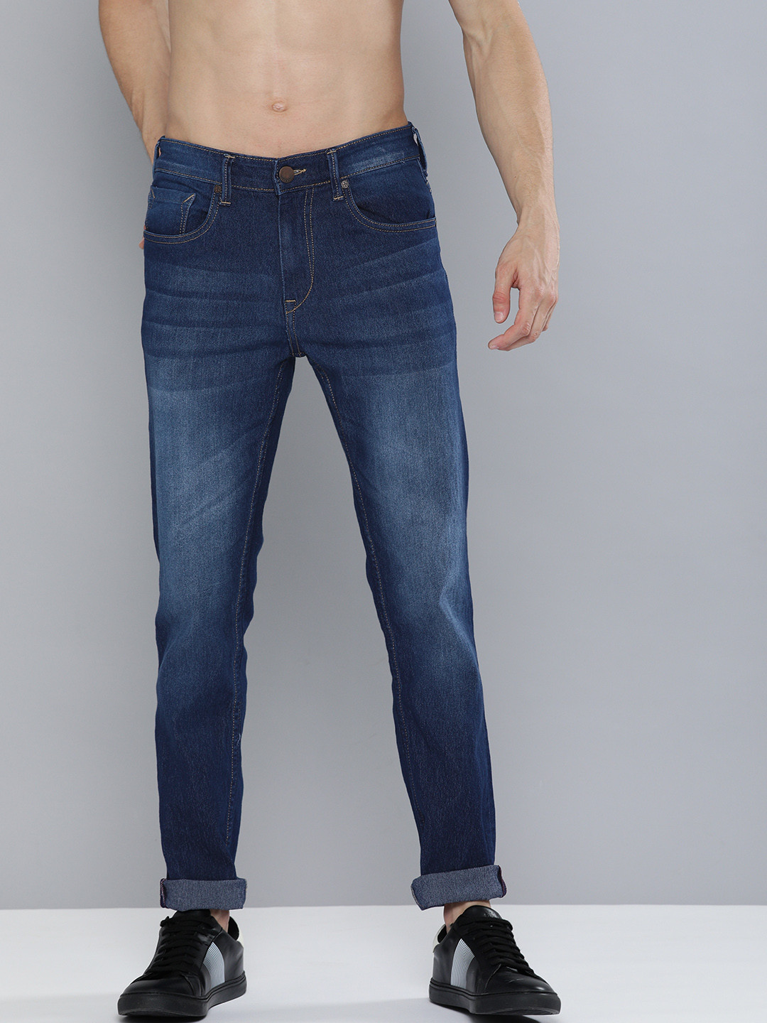 

HERE&NOW Men Navy Blue Slim Fit Light Fade Stretchable Jeans