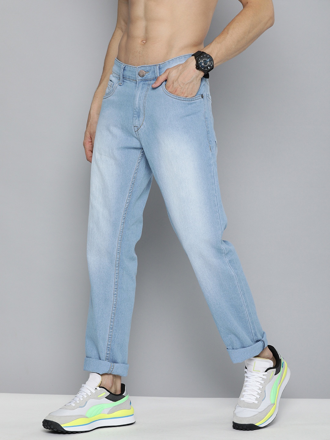

HERE&NOW Men Blue Slim Fit Light Fade Stretchable Jeans