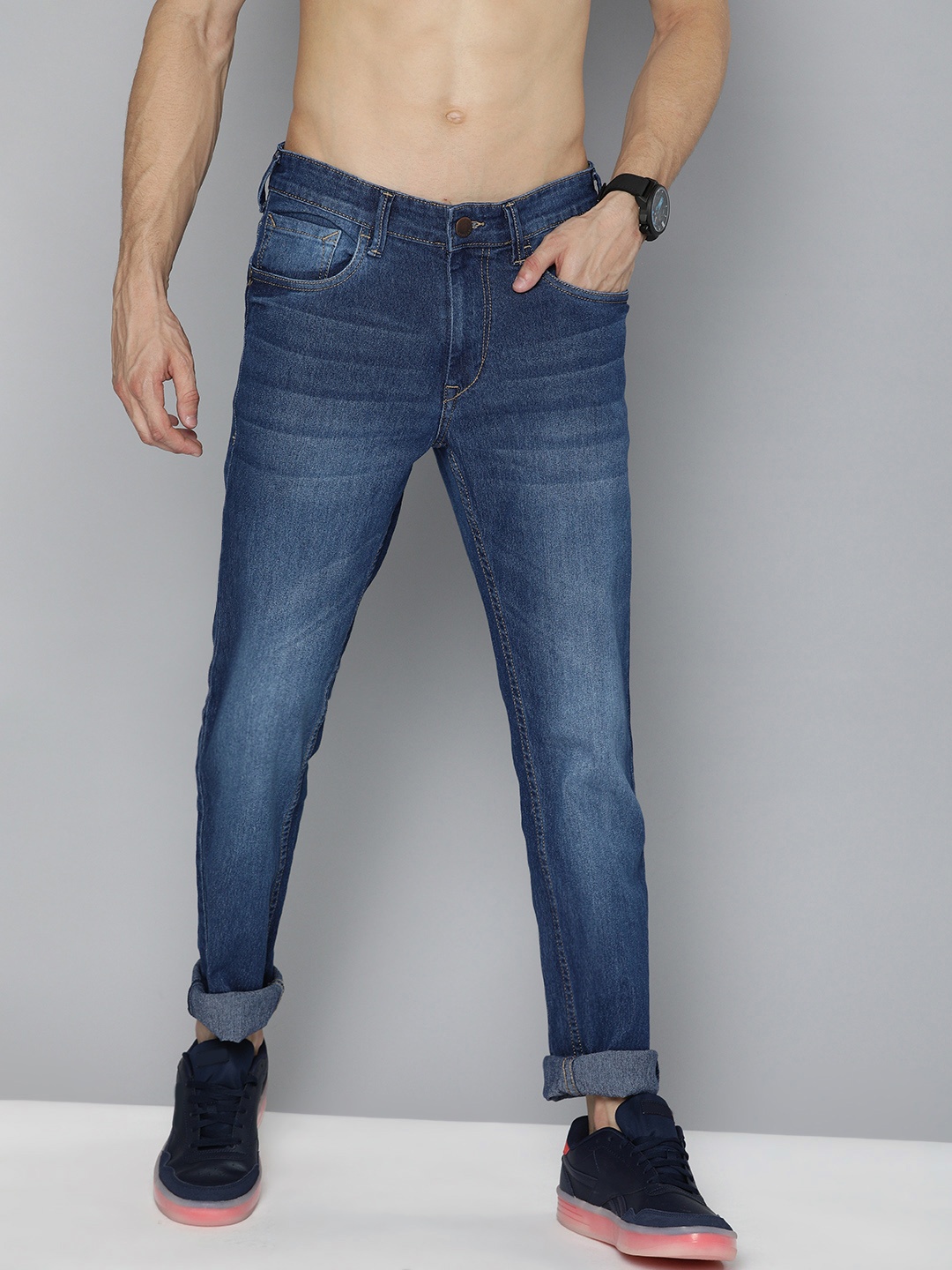 

HERE&NOW Men Blue Slim Fit Faded Stretchable Jeans