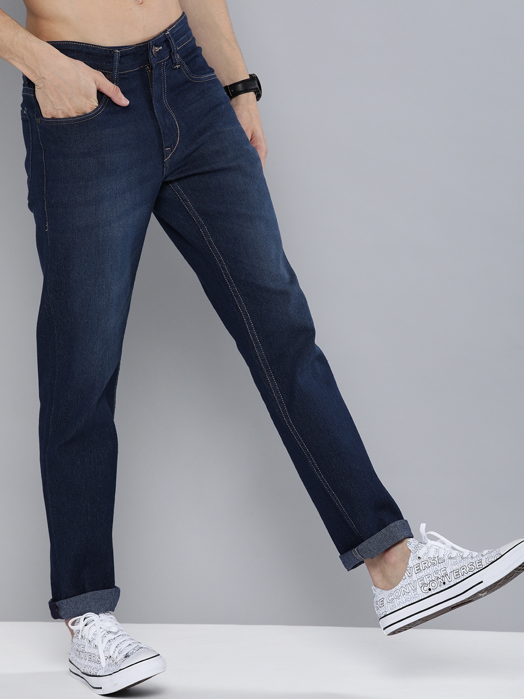 

HERE&NOW Men Blue Regular Fit Clean Look Stretchable Jeans