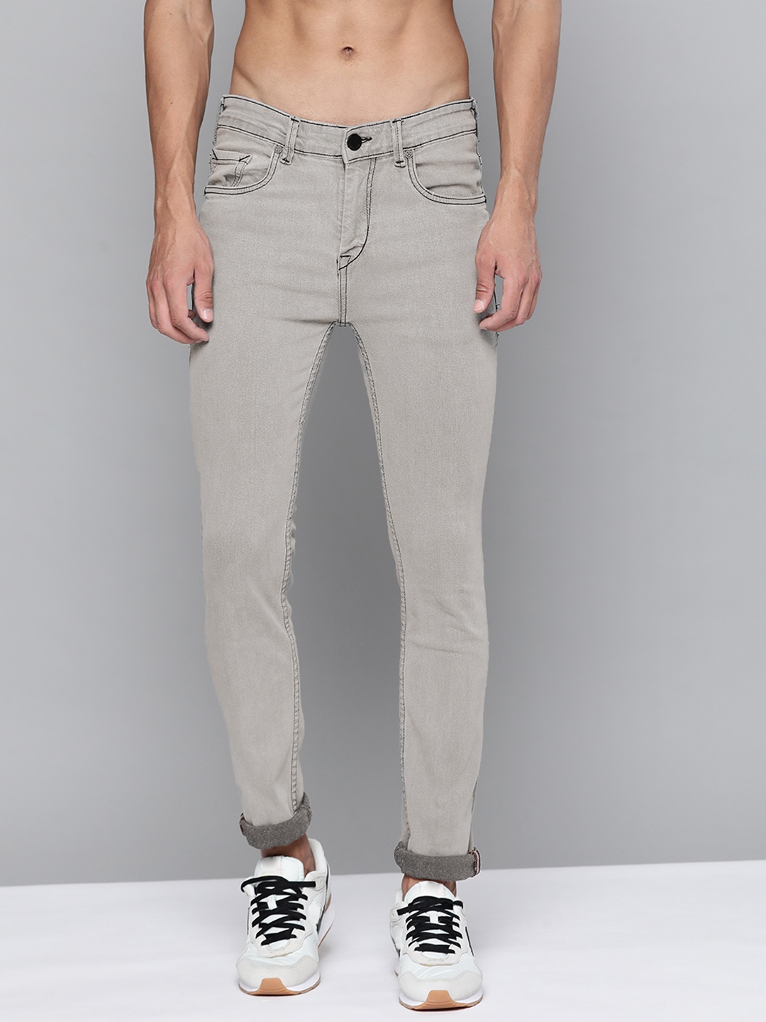 

HERE&NOW Men Grey Stretchable Regular Fit Jeans