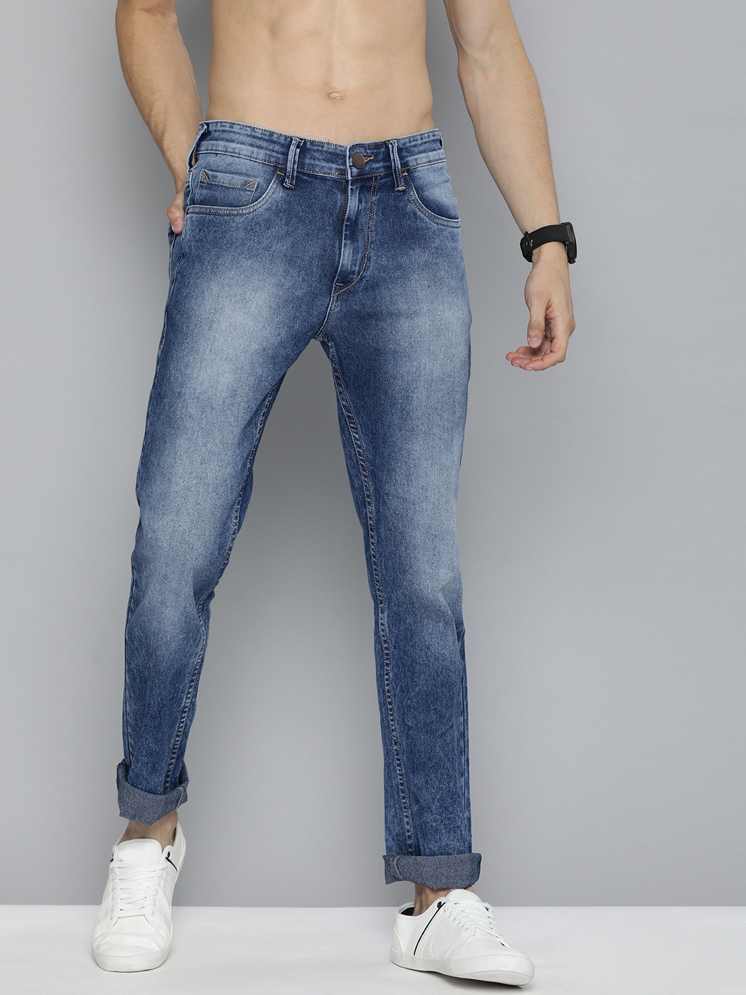

HERE&NOW Men Blue Slim Fit Clean Look Light Fade Stretchable Jeans