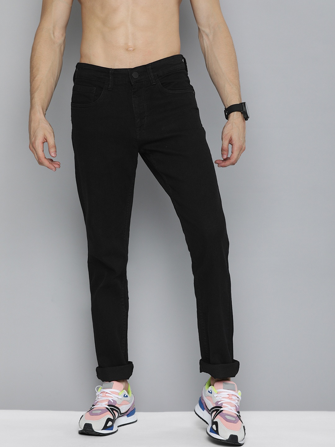 

HERE&NOW Men Black Clean Look No Fade Slim Fit Stretchable Jeans