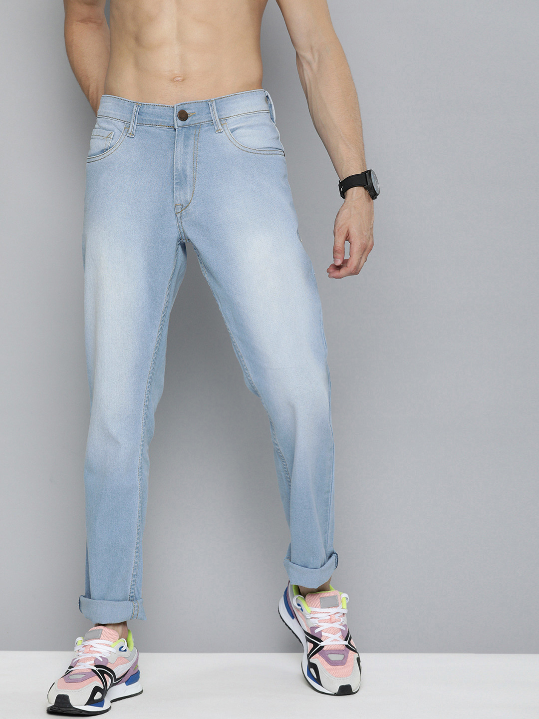 

HERE&NOW Men Blue Clean Look Light Fade Slim Fit Stretchable Jeans