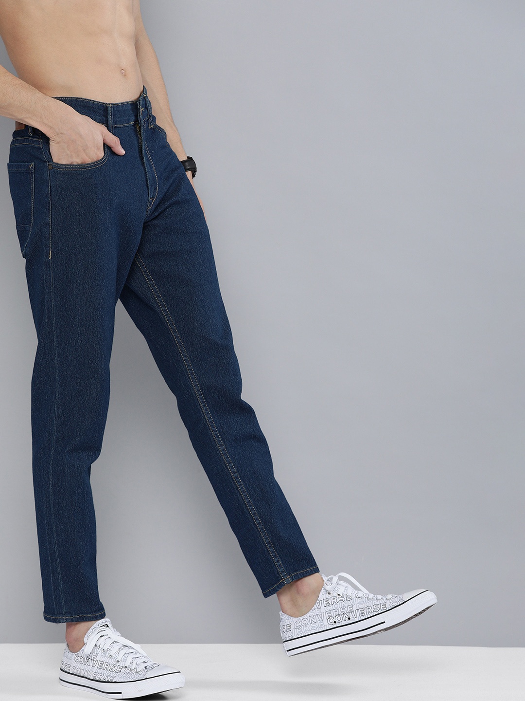 

HERE&NOW Men Blue Ankle Slim Tapered Fit Stretchable Jeans