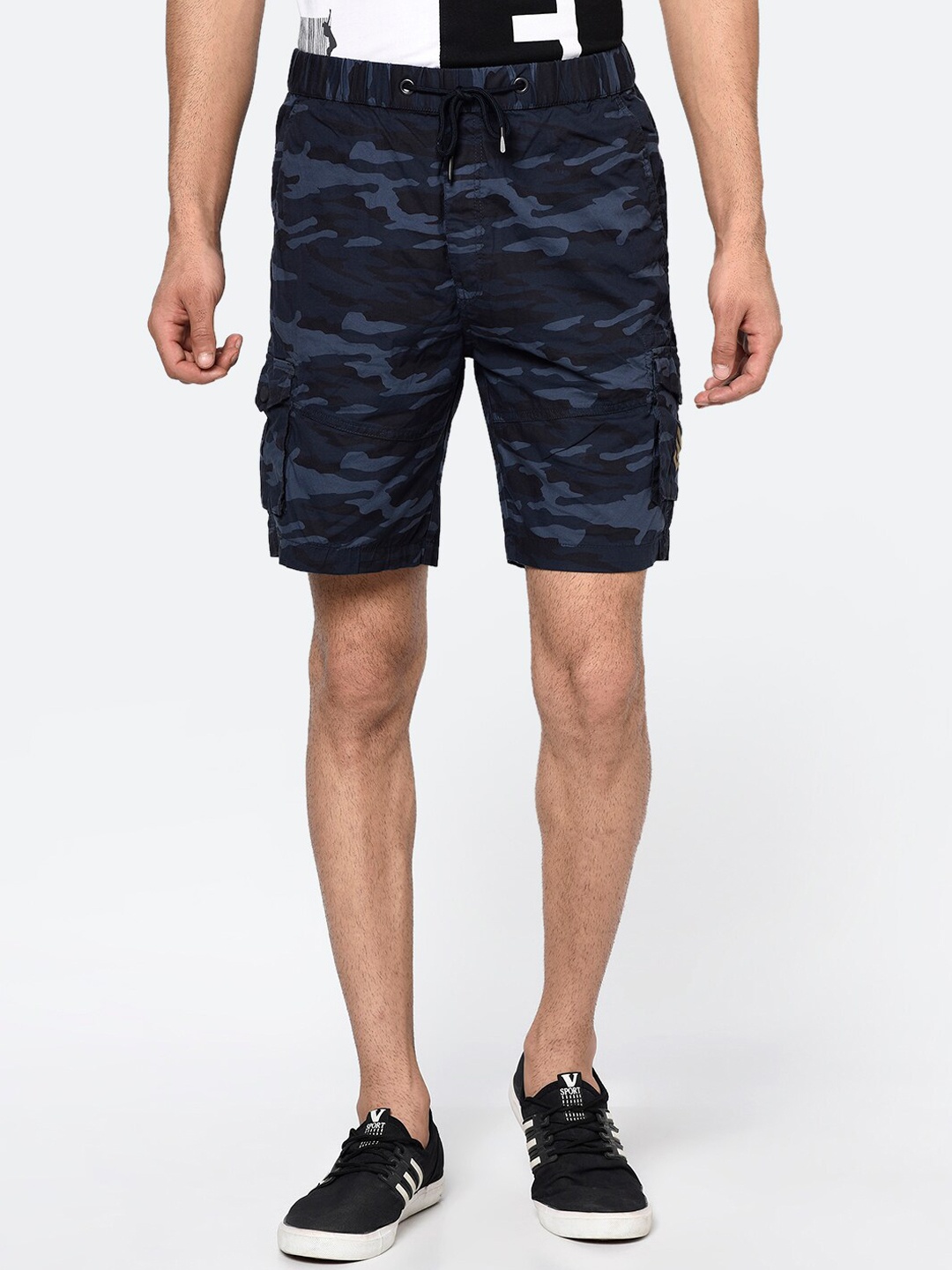 

Octave Men Navy Blue Camouflage Printed Mid-Rise Regular Shorts