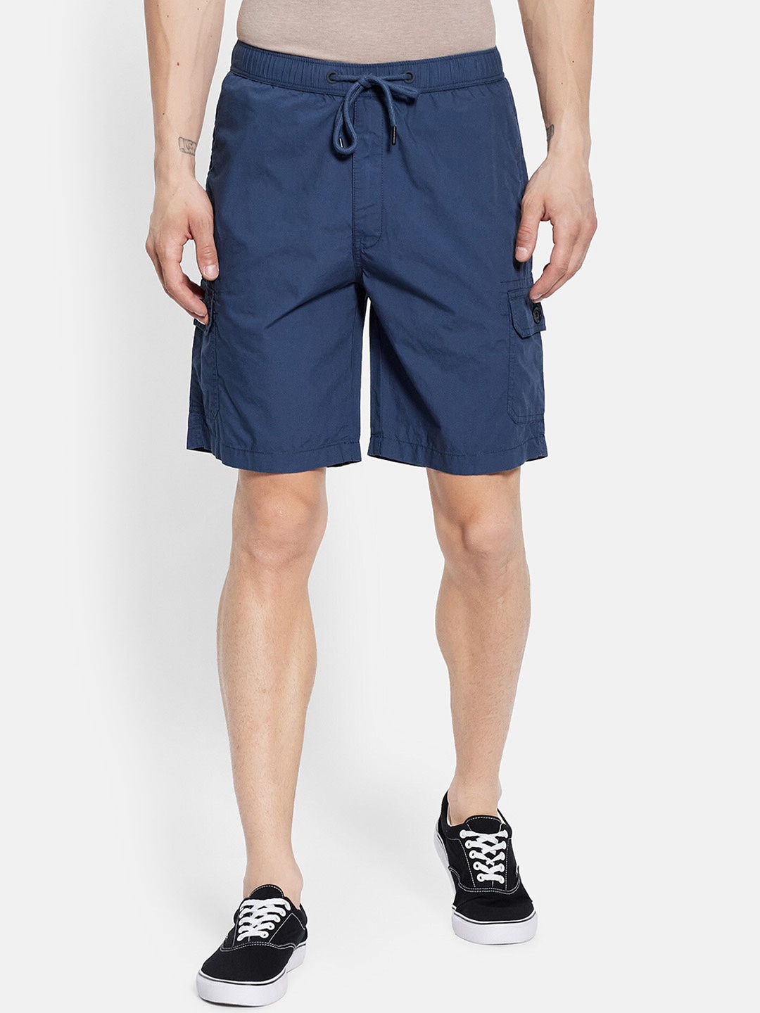 

Octave Men Blue Mid-Rise Cargo Shorts