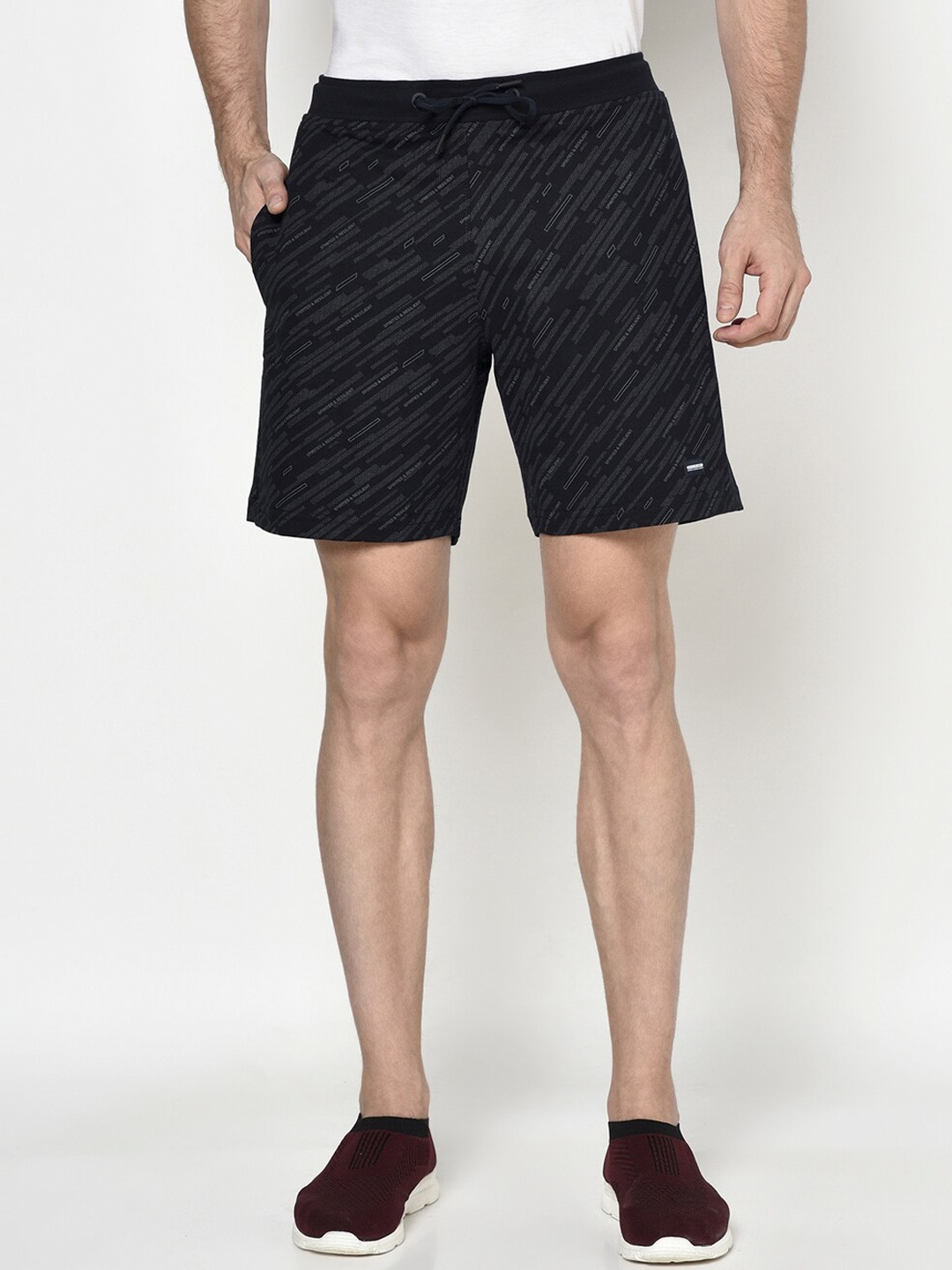 

Octave Men Navy Blue Printed Mid-Rise Regular Shorts