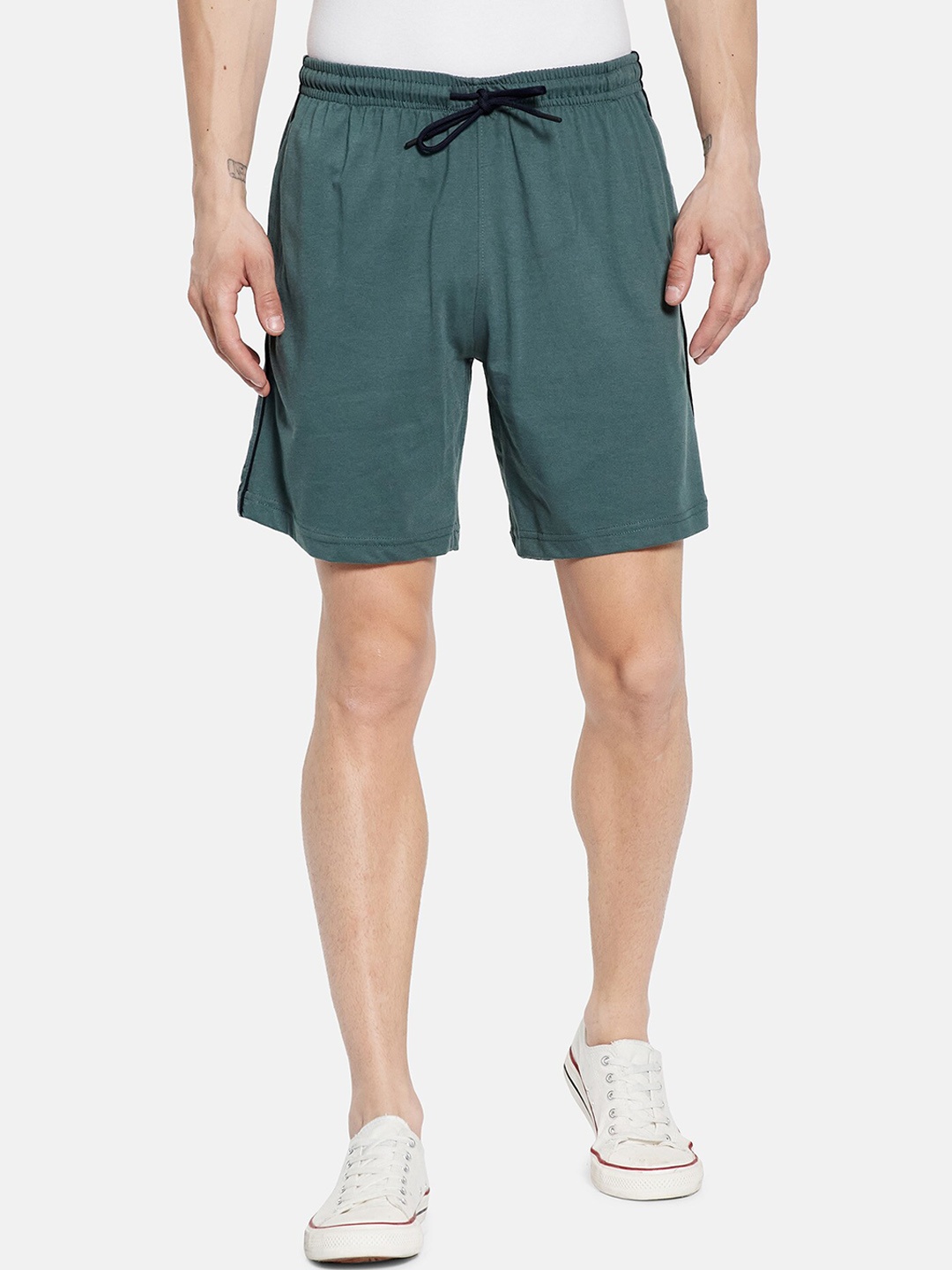 

Octave Men Olive Green Mid-Rise Cotton Regular Shorts