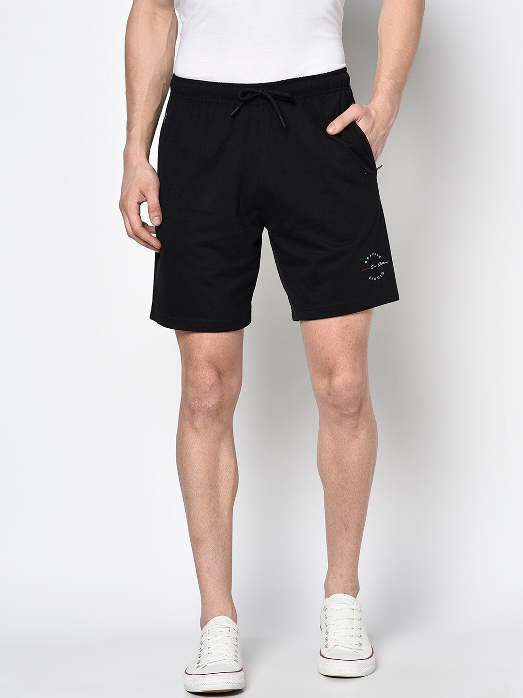

Octave Men Black Mid-Rise Regular Shorts