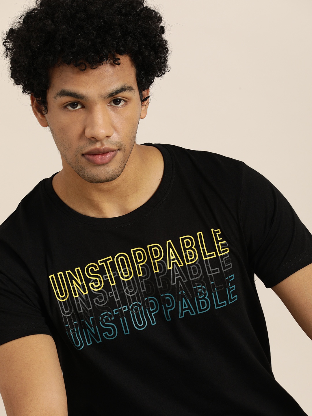 

Moda Rapido Men Black Typography Printed Pure Cotton T-shirt