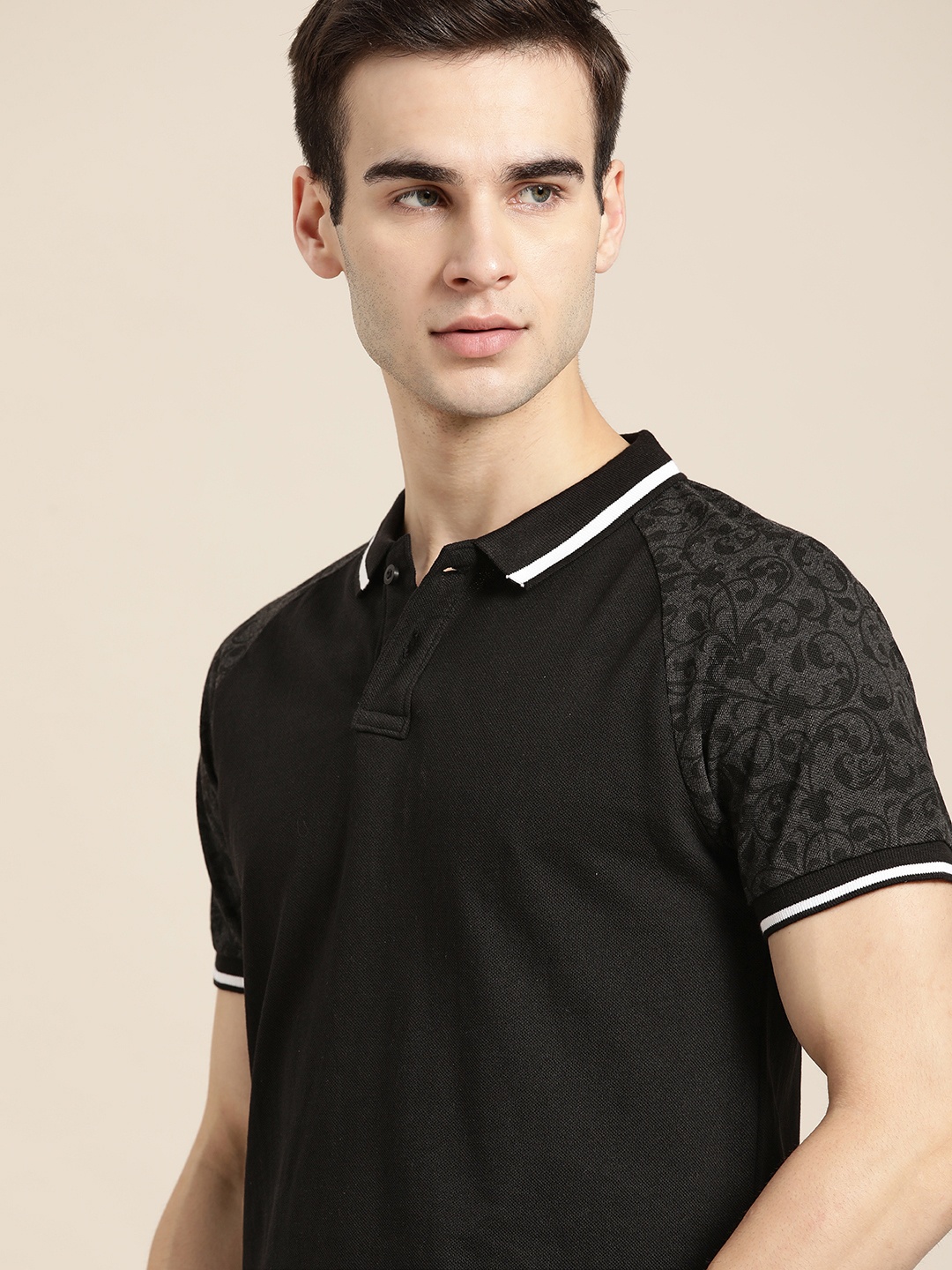 

Moda Rapido Men Black Cotton Polo Collar T-shirt