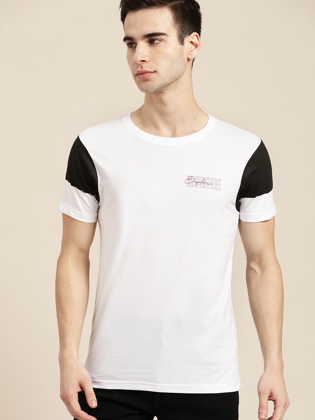 

Moda Rapido Men White Pure Cotton T-shirt with Printed Back
