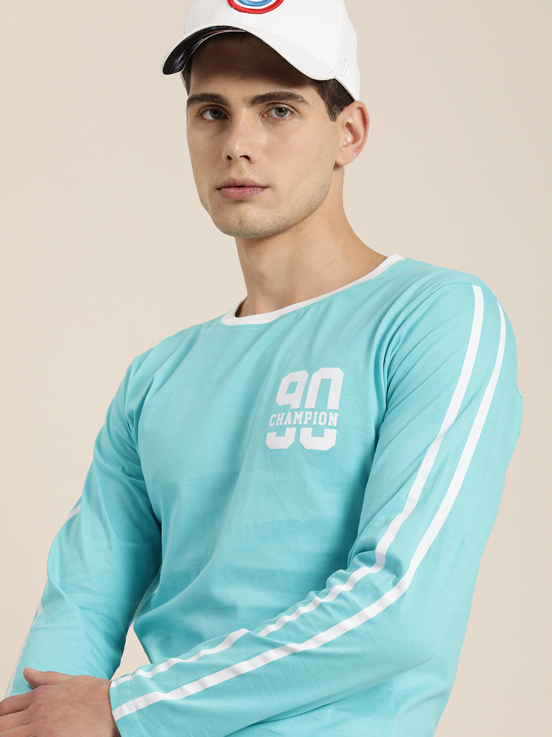 

Moda Rapido Men Blue White Varsity Printed Round Neck Pure Cotton T-shirt