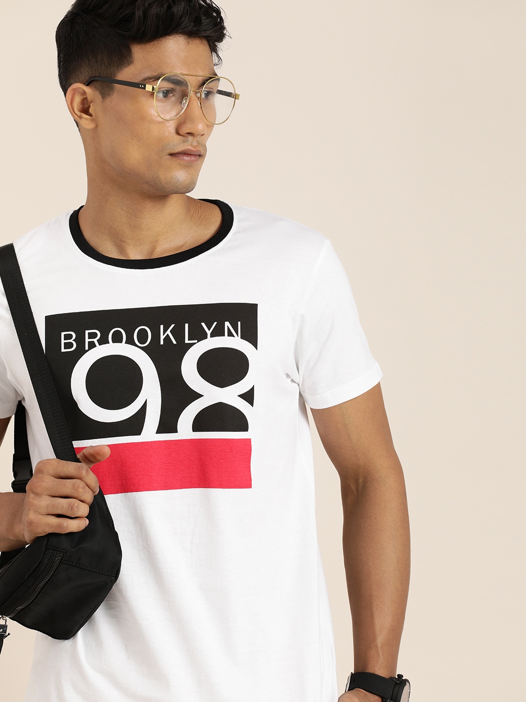 

Moda Rapido Men White Typography Printed Pure Cotton T-shirt