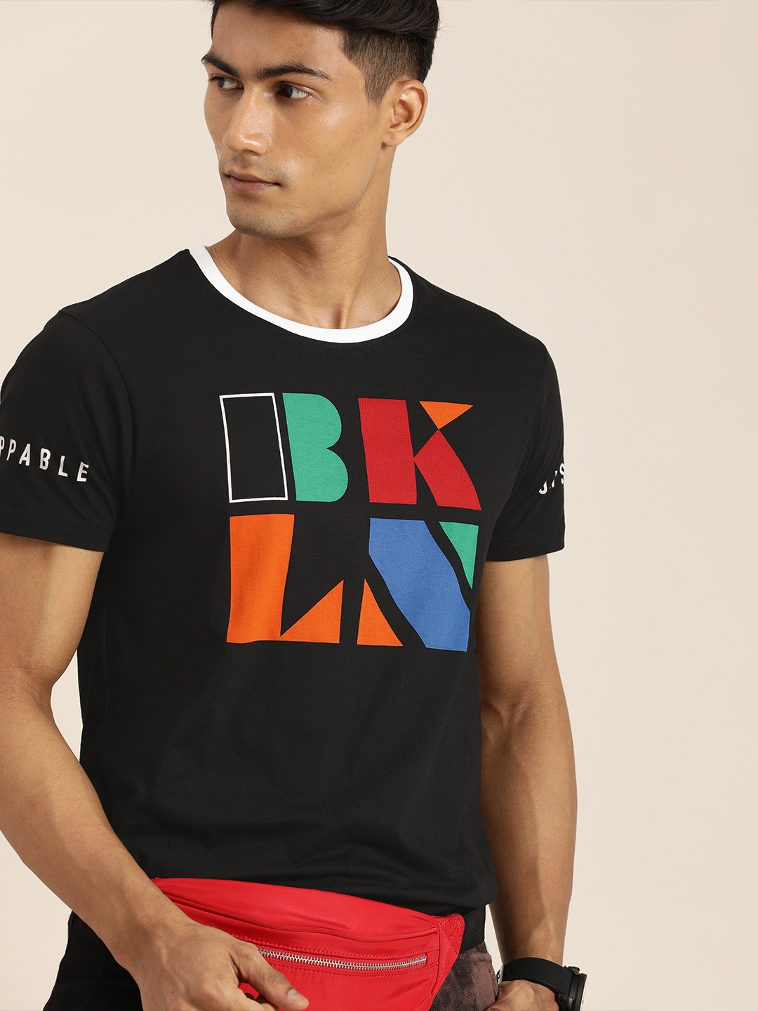 

Moda Rapido Men Black Typography Print Pure Cotton T-shirt
