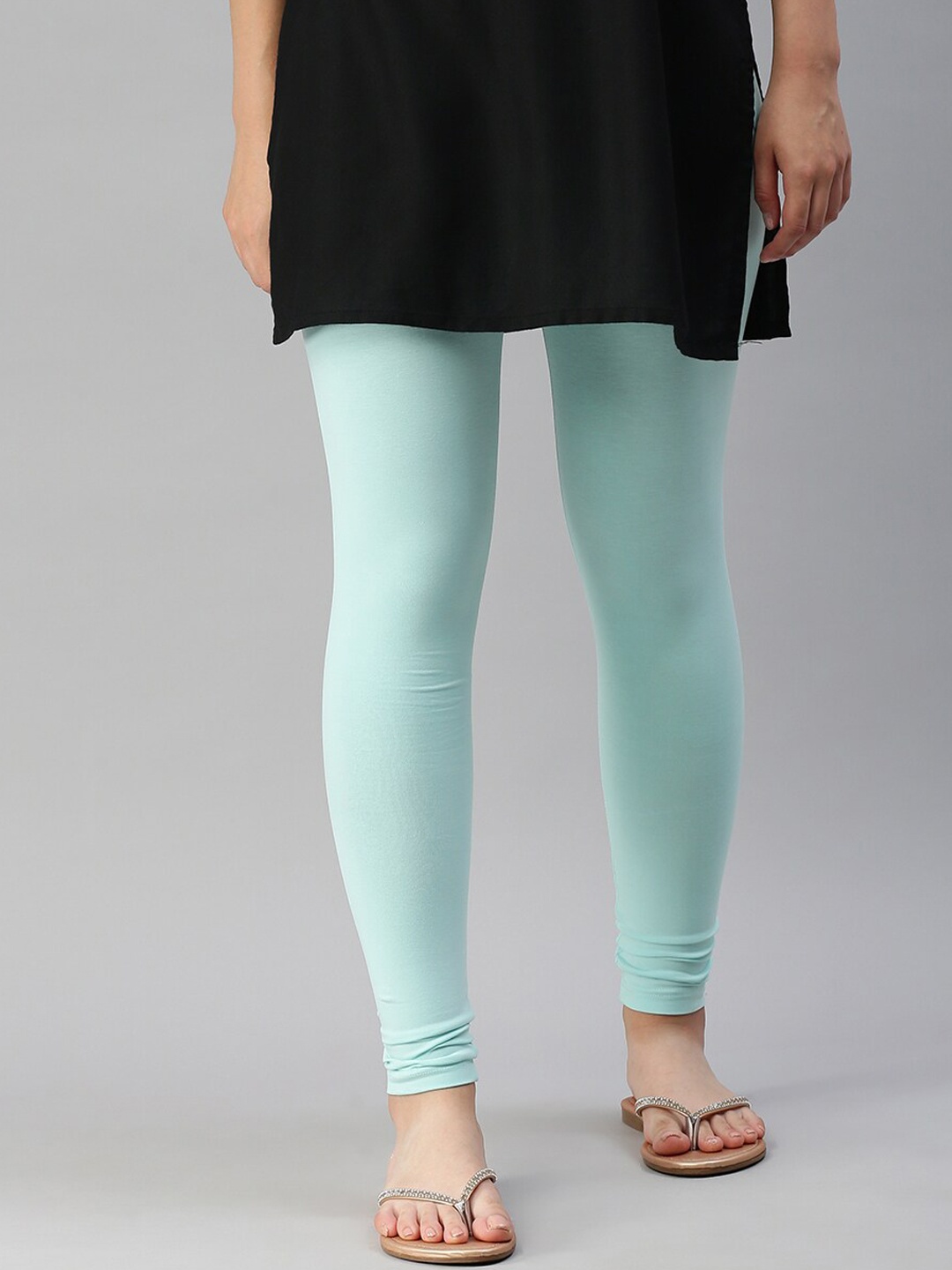 

De Moza Women Blue Solid Churidar-Length Leggings