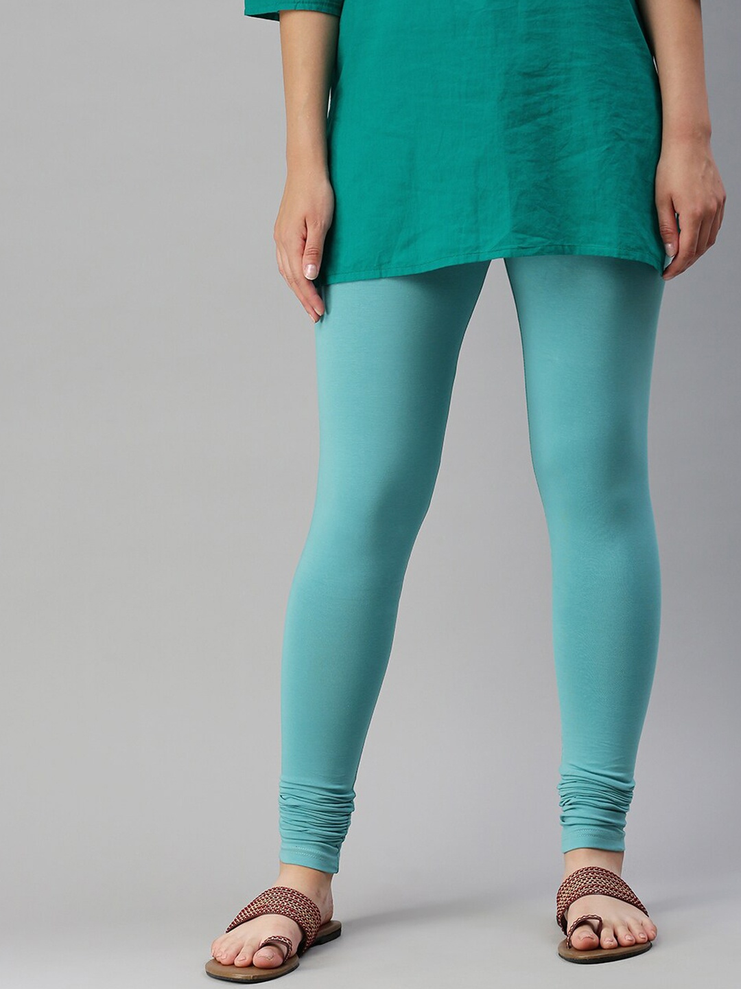 

De Moza Women Blue Solid Churidar-Length Leggings