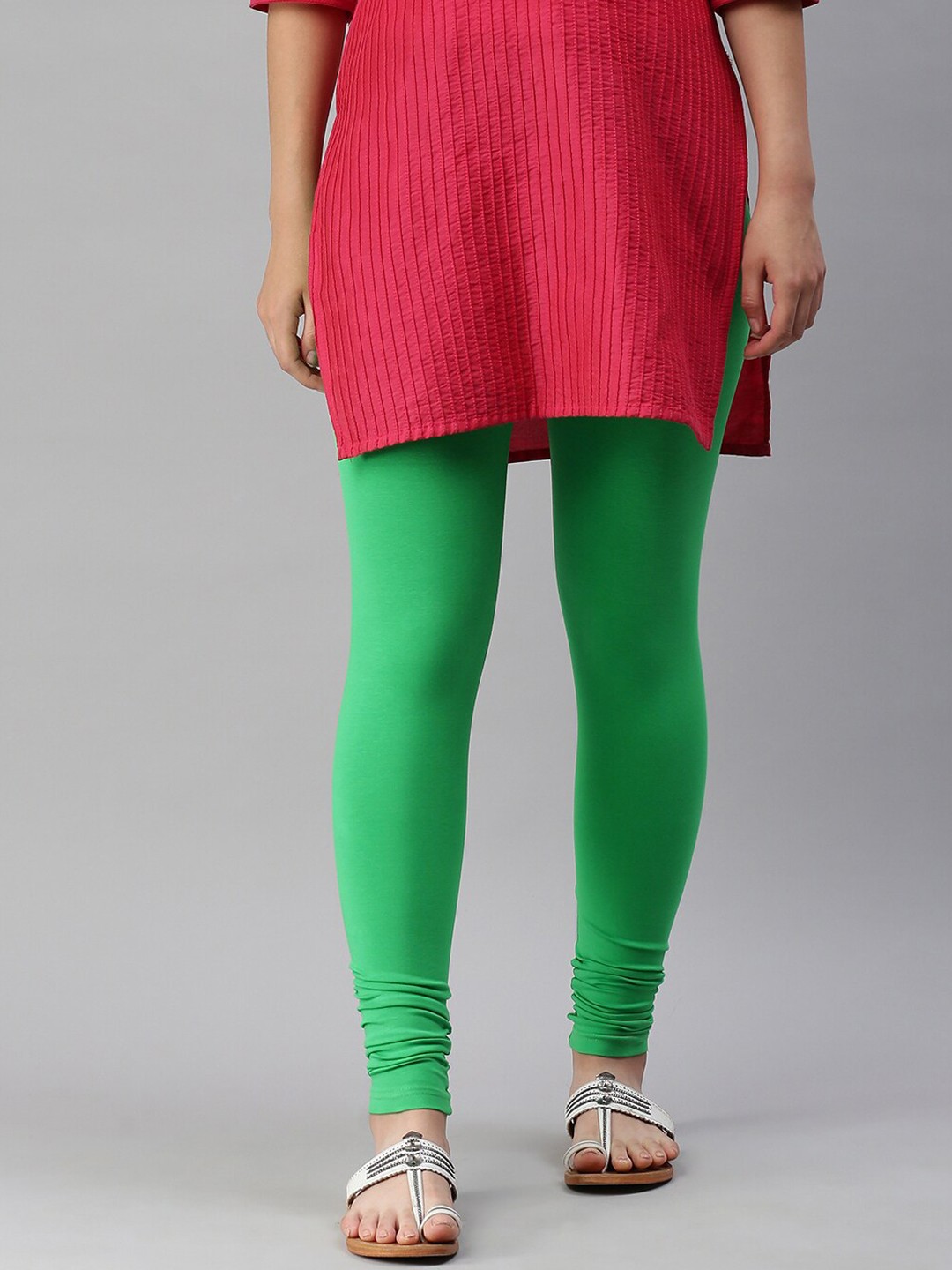 

De Moza Women Green Solid Ankle-Length Leggings
