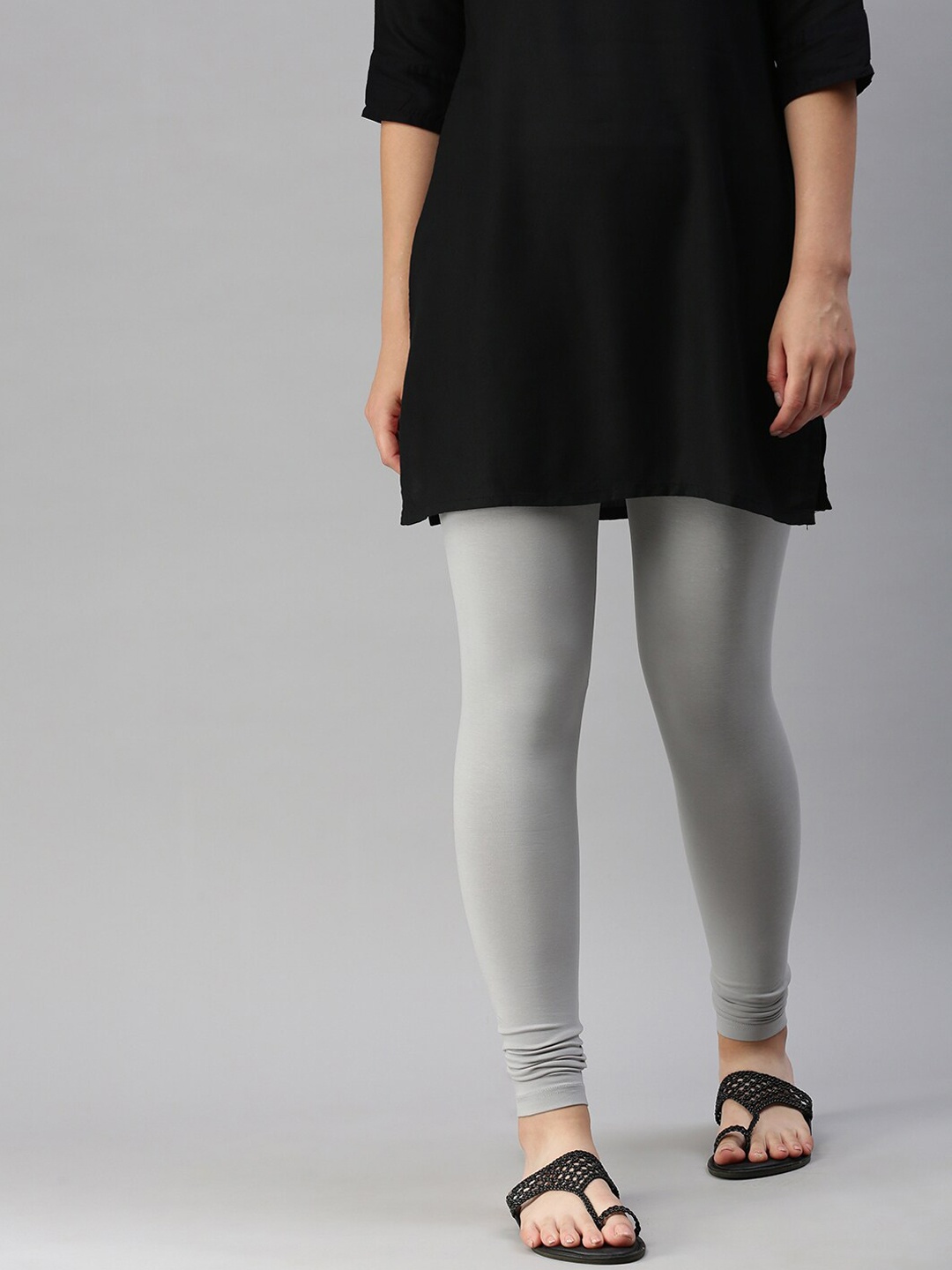 

De Moza Women Grey Solid Ankle-Length Leggings