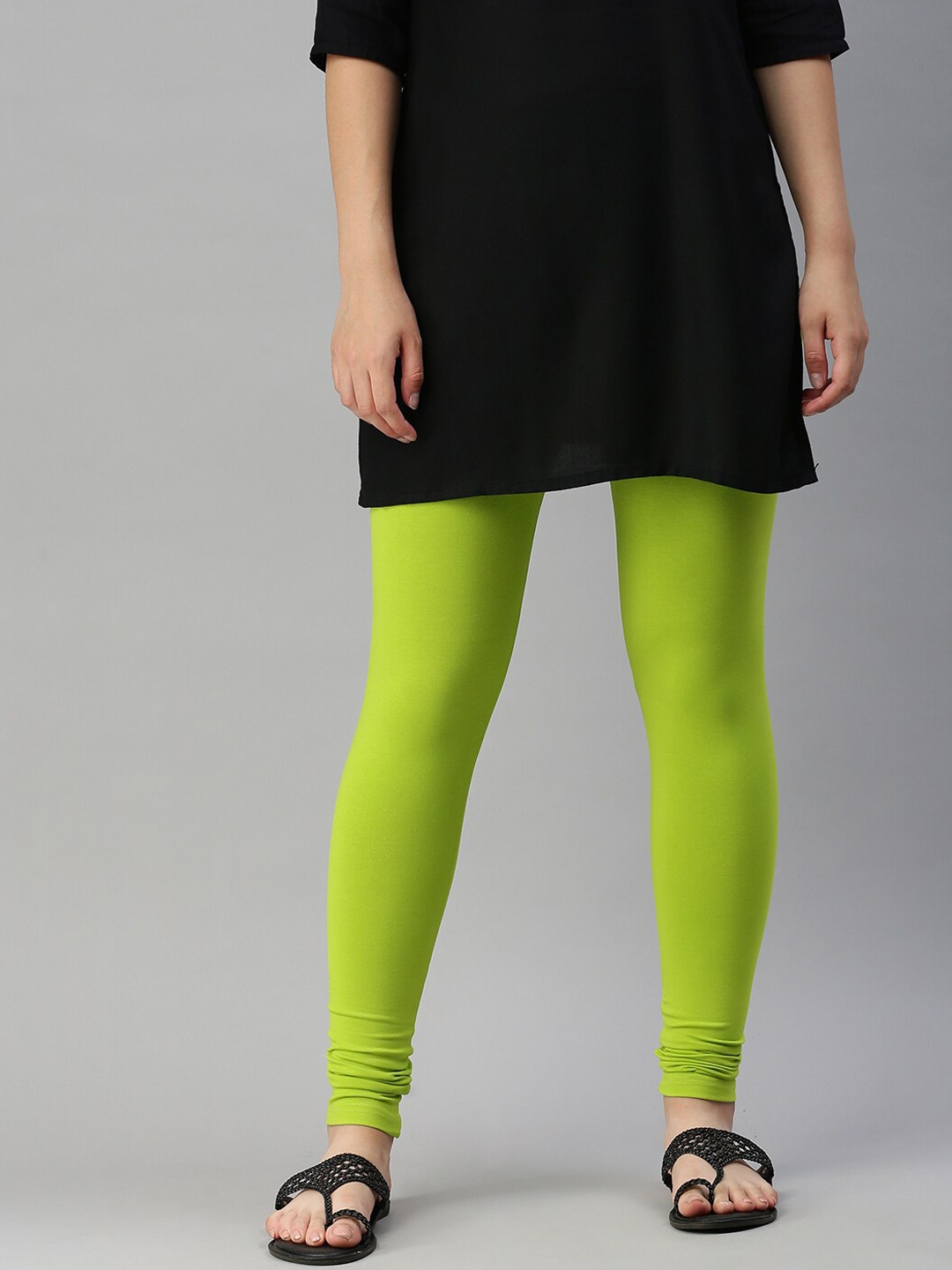 

De Moza Women Lime Green Solid Ankle-Length Leggings