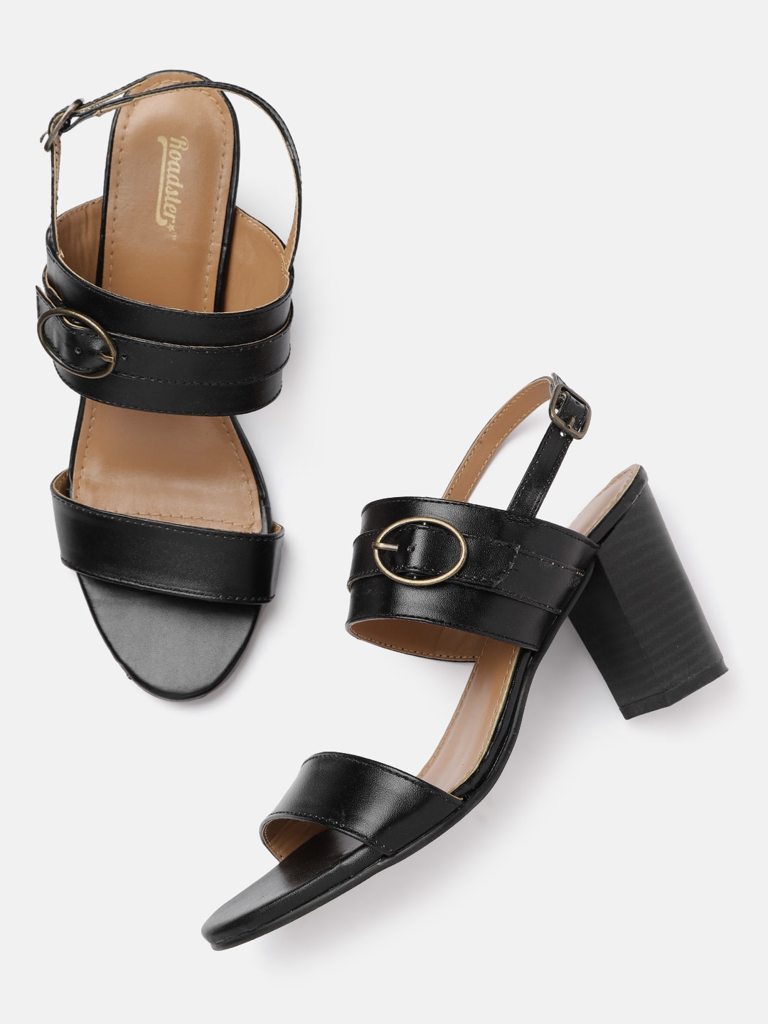 

Roadster Women Black Solid Block Heels with Buckle Detail