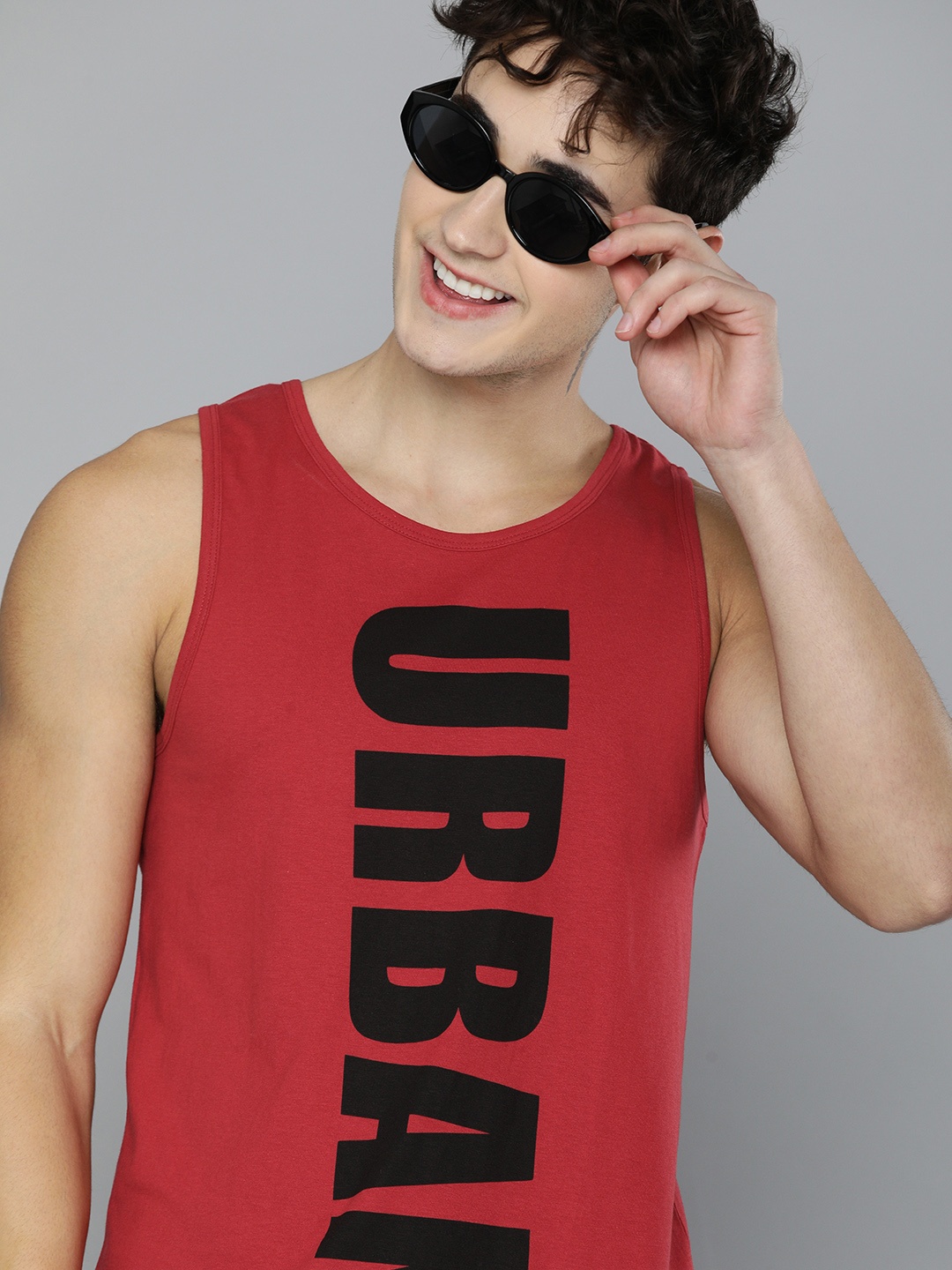 

HERENOW Men Red Typography Printed Pure Cotton T-shirt