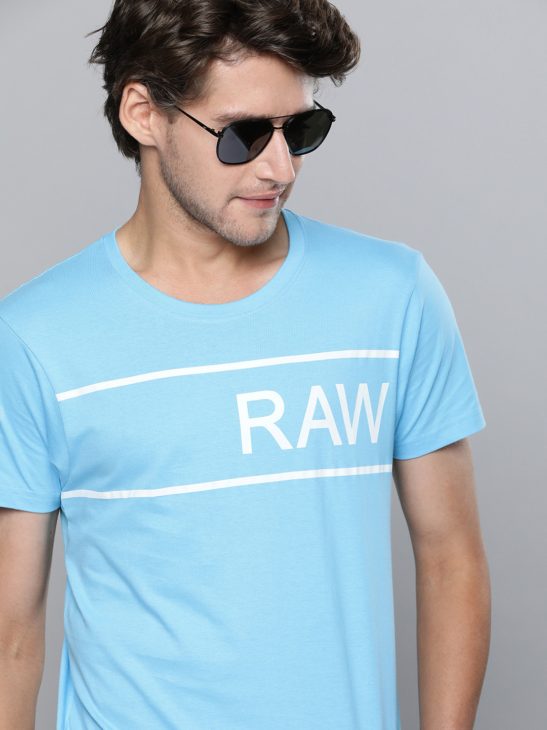 

HERENOW Men Blue Typography Printed Pure Cotton T-shirt