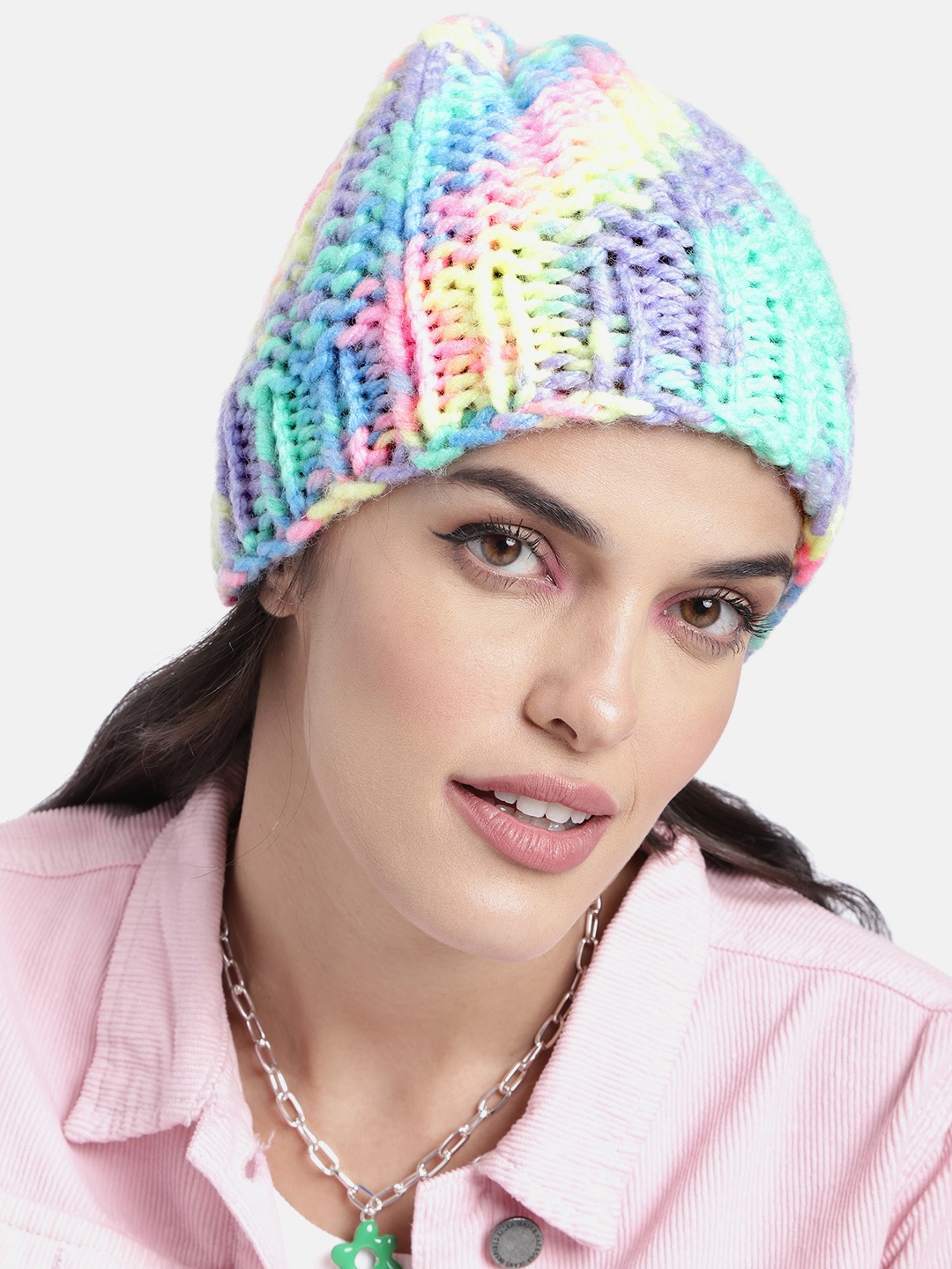 

Magic Needles Unisex Multicoloured Acrylic Handknitted Beanie, Multi